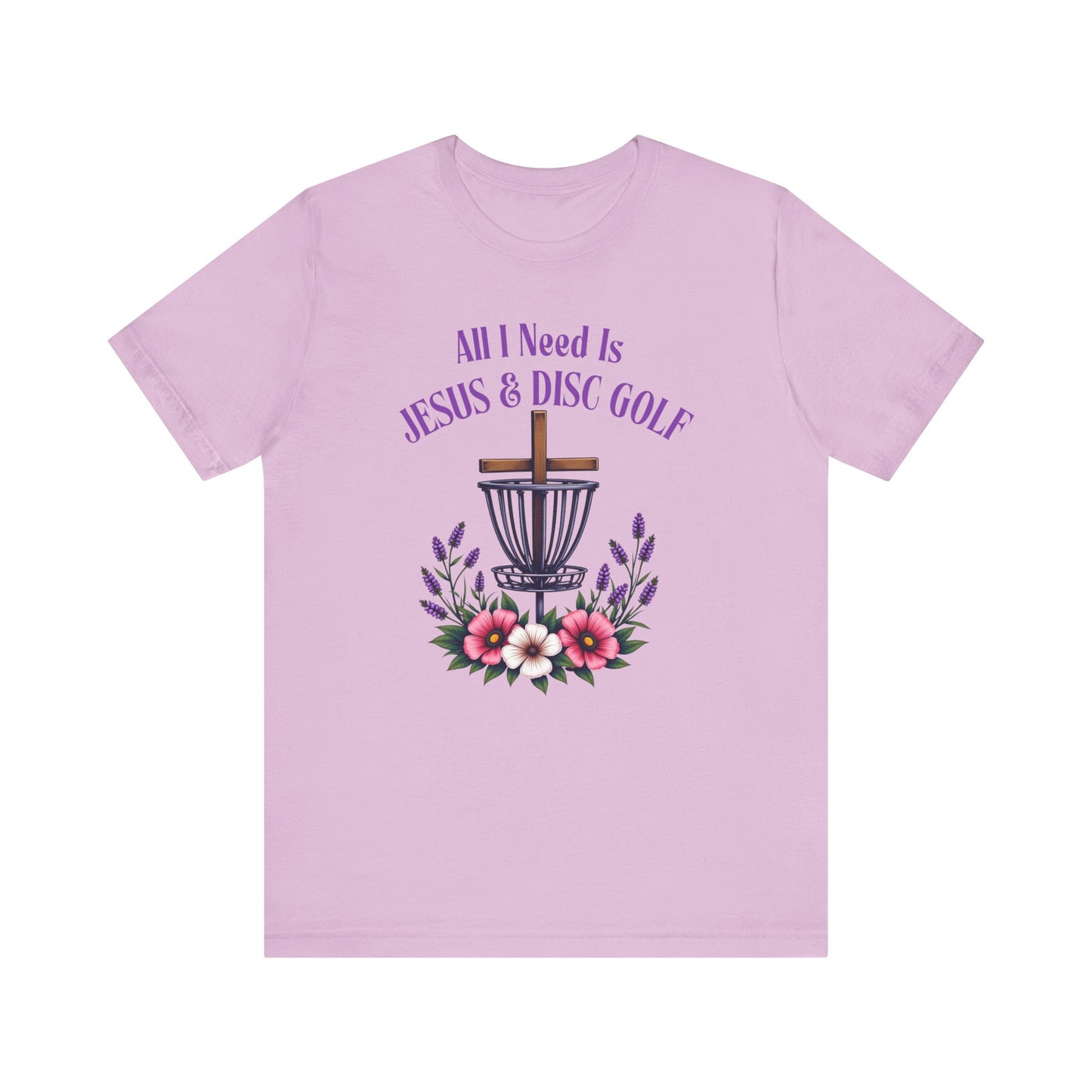 All I Need Is Jesus & Disc Golf Softstyle Unisex T-Shirt, JESUS and DISC GOLF, Purple