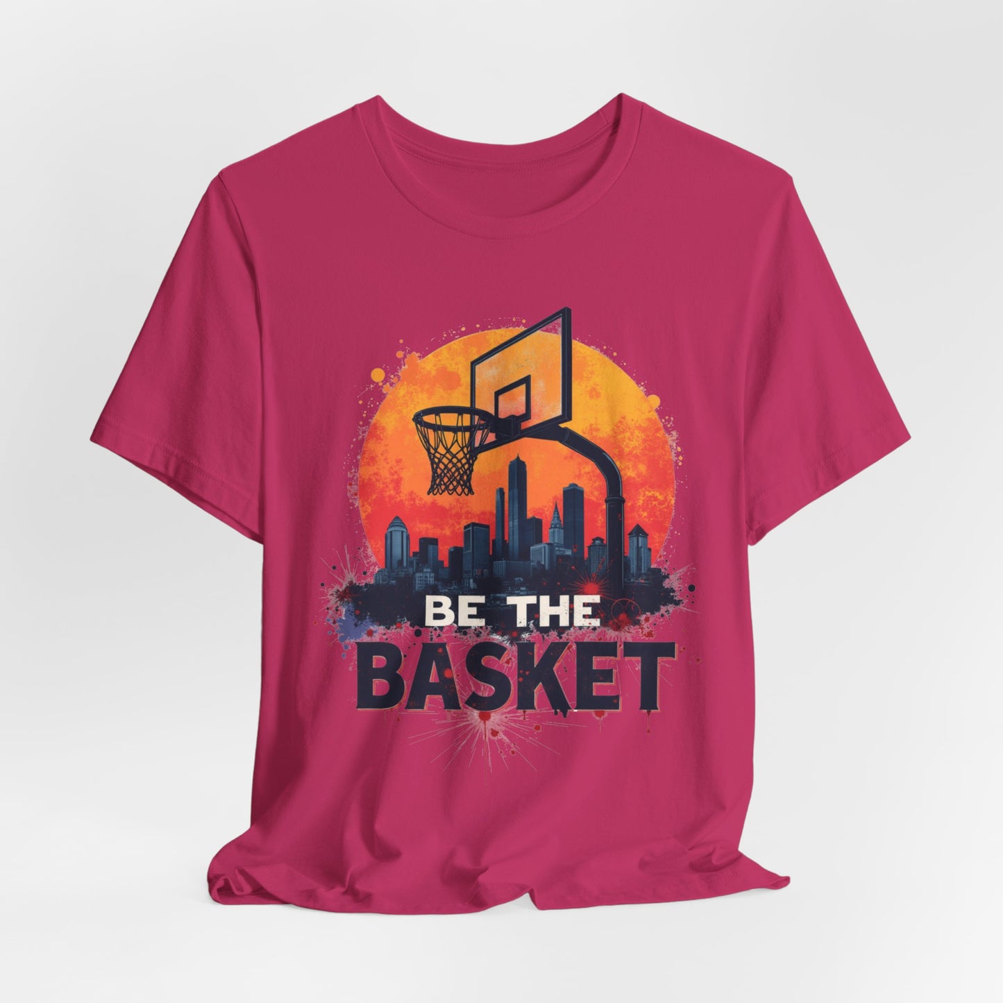 BE THE BASKET Basketball Skyline Sunset 3, Basketball Unisex T-Shirt