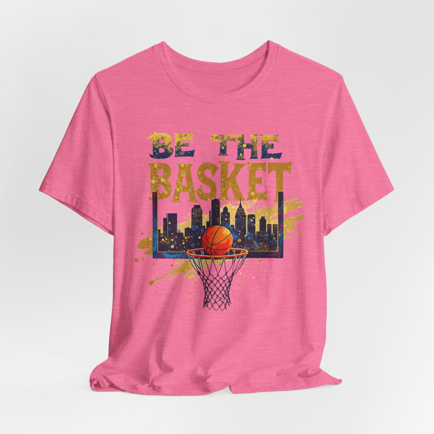 BE THE BASKET Basketball Skyline Backboard Gold, Basketball Unisex T-Shirt