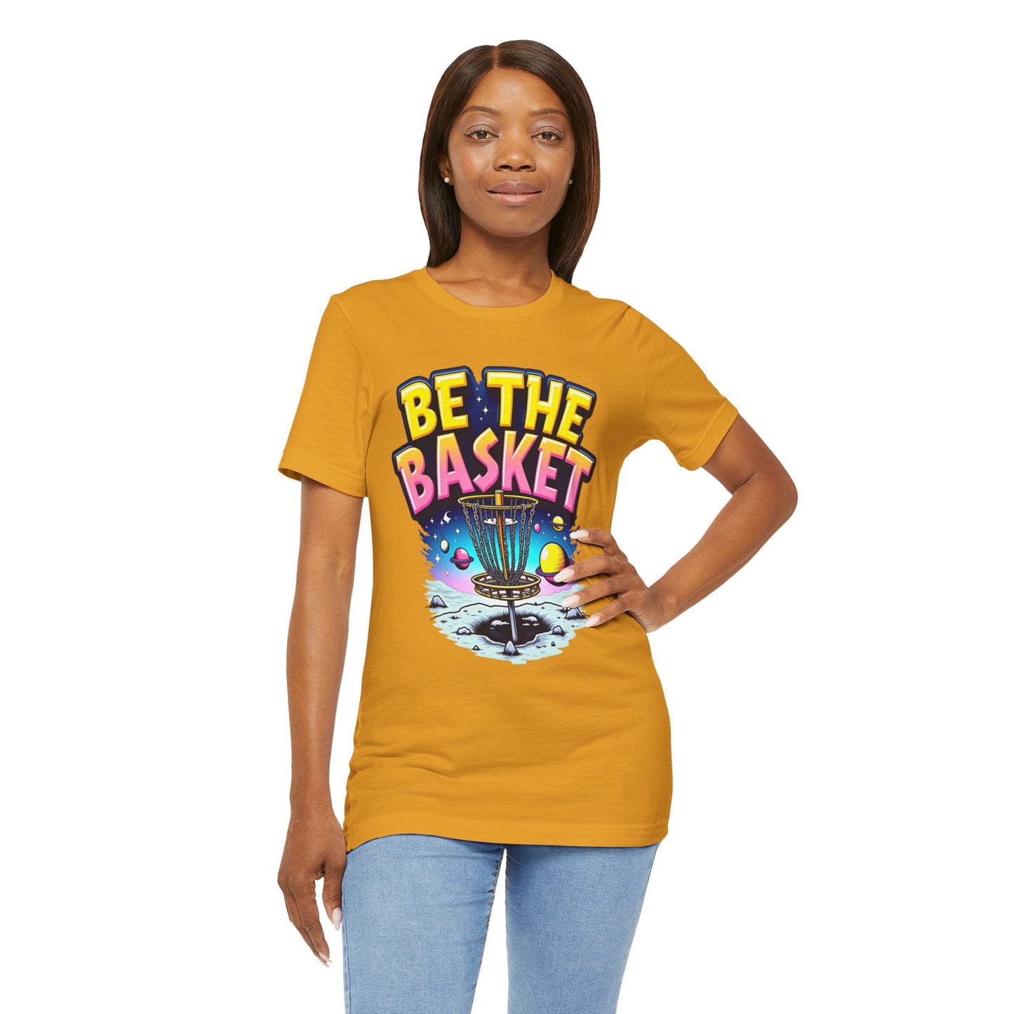 BE THE BASKET Disc Golf Space Design 2, Unisex T-Shirt, Disc Golf Shirt