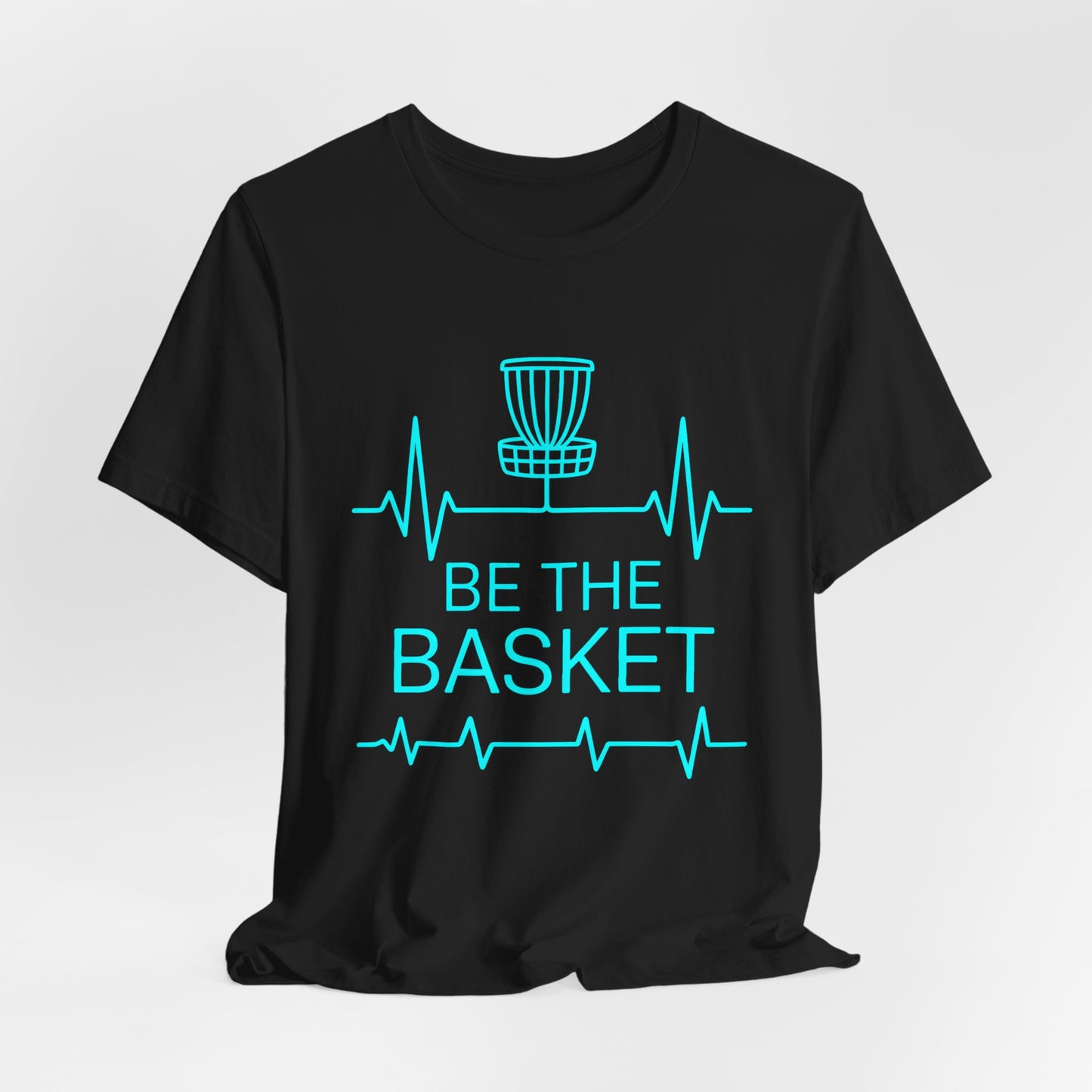 BE THE BASKET Disc Golf Heartbeat Blue , Unisex T-Shirt, Disc Golf Shirt