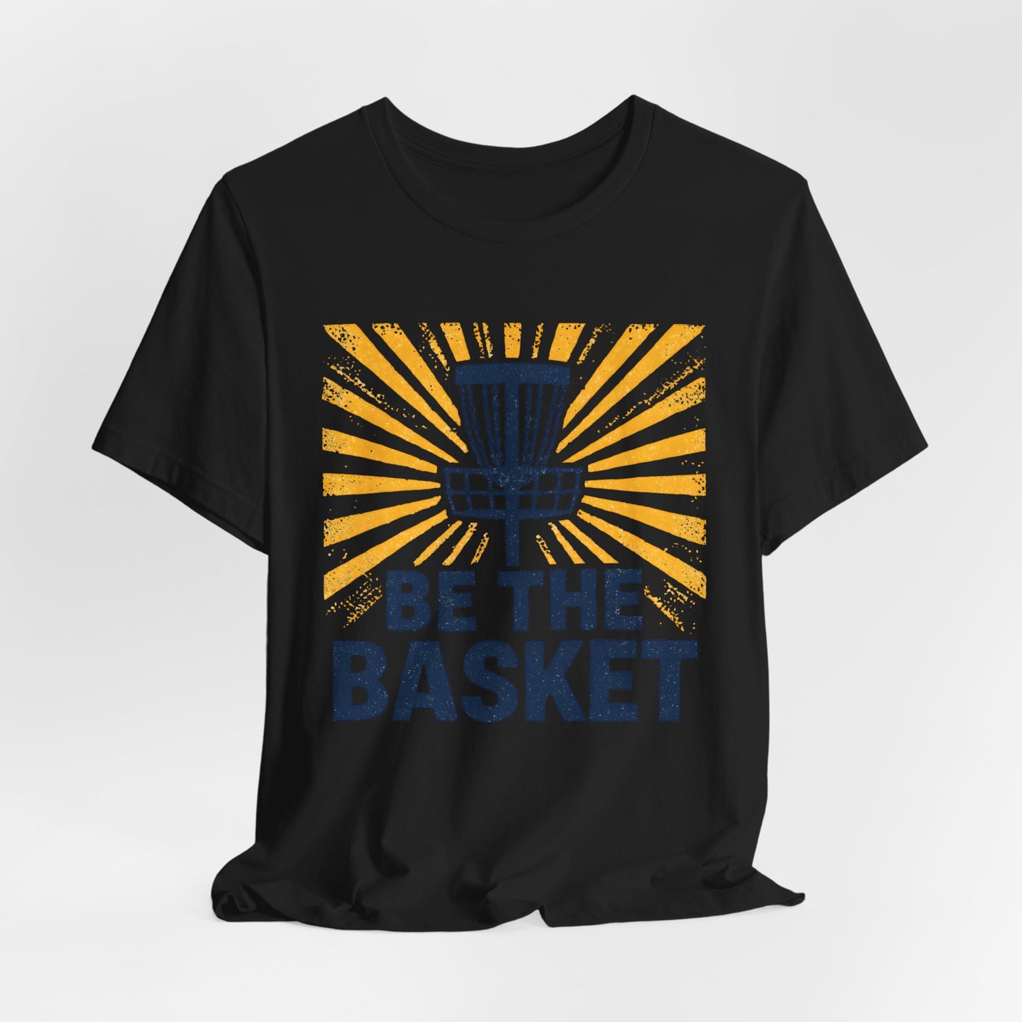 BE THE BASKET Disc Golf Blue Basket Distresses, Unisex T-Shirt, Disc Golf Shirt