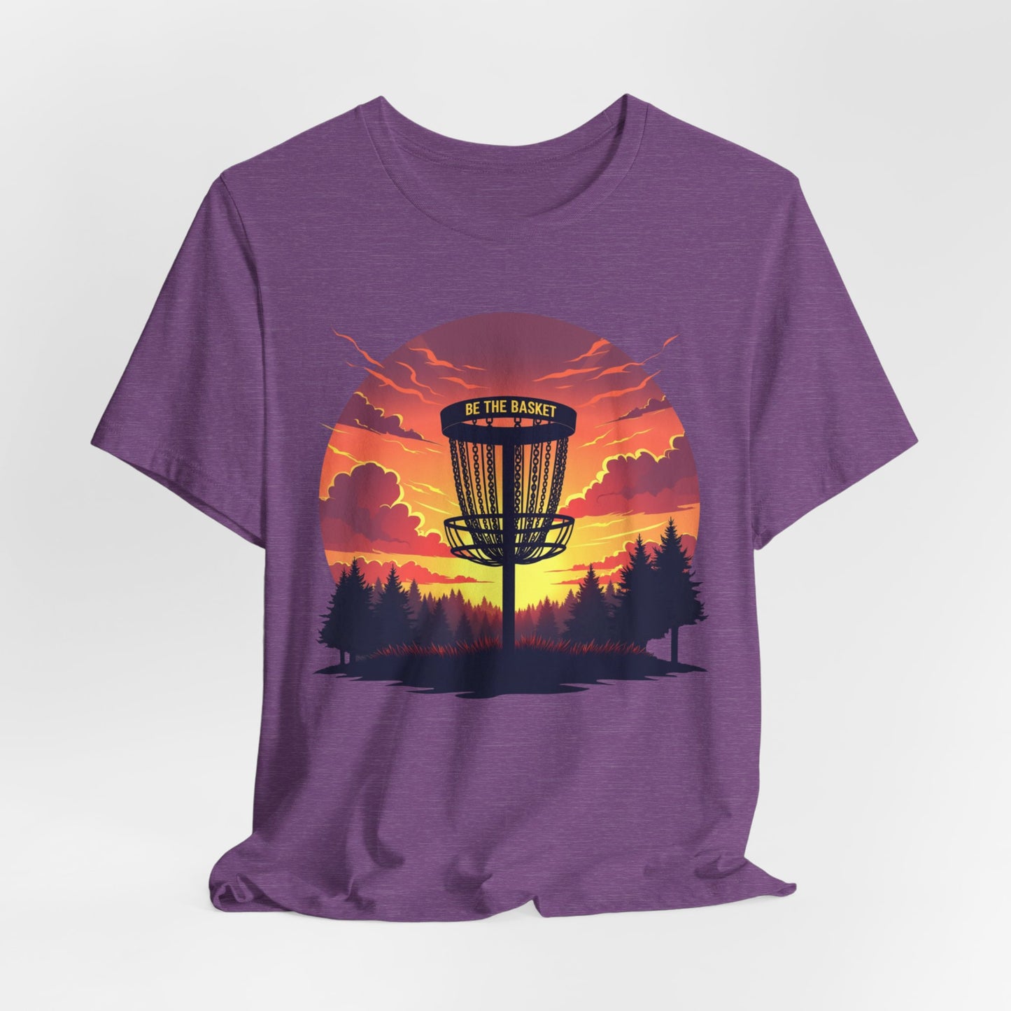 BE THE BASKET Disc Golf Sunset 2 Design, Unisex T-Shirt, Disc Golf Shirt