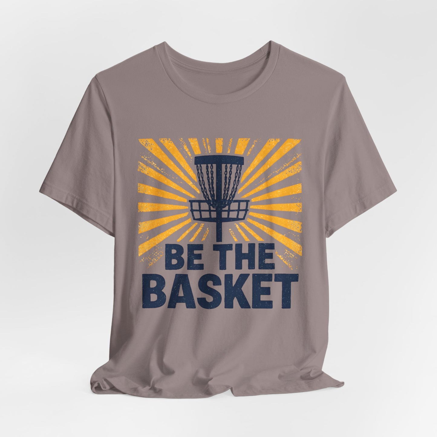 BE THE BASKET Disc Golf Blue Basket Distresses, Unisex T-Shirt, Disc Golf Shirt