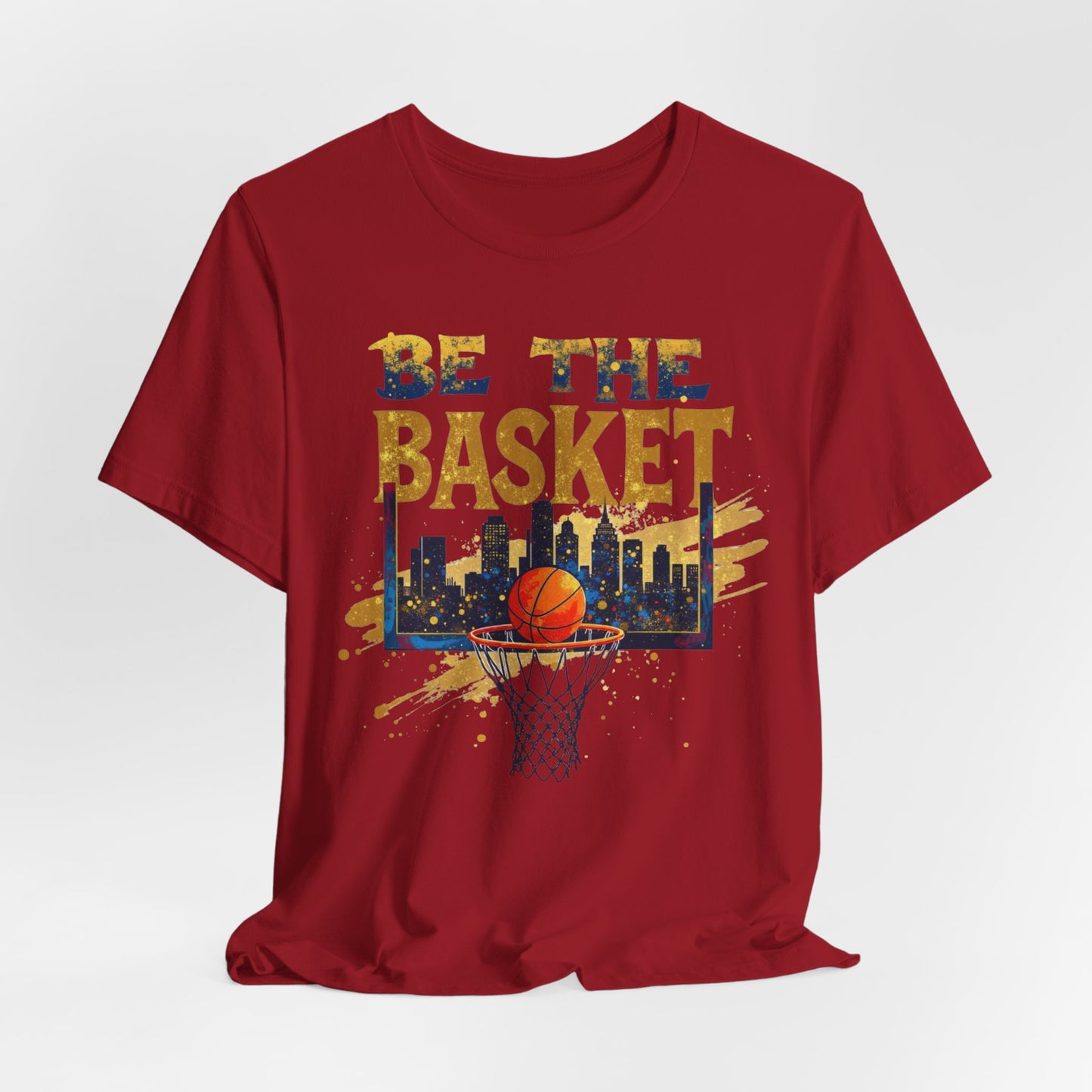 BE THE BASKET Basketball Skyline Backboard Gold, Basketball Unisex T-Shirt