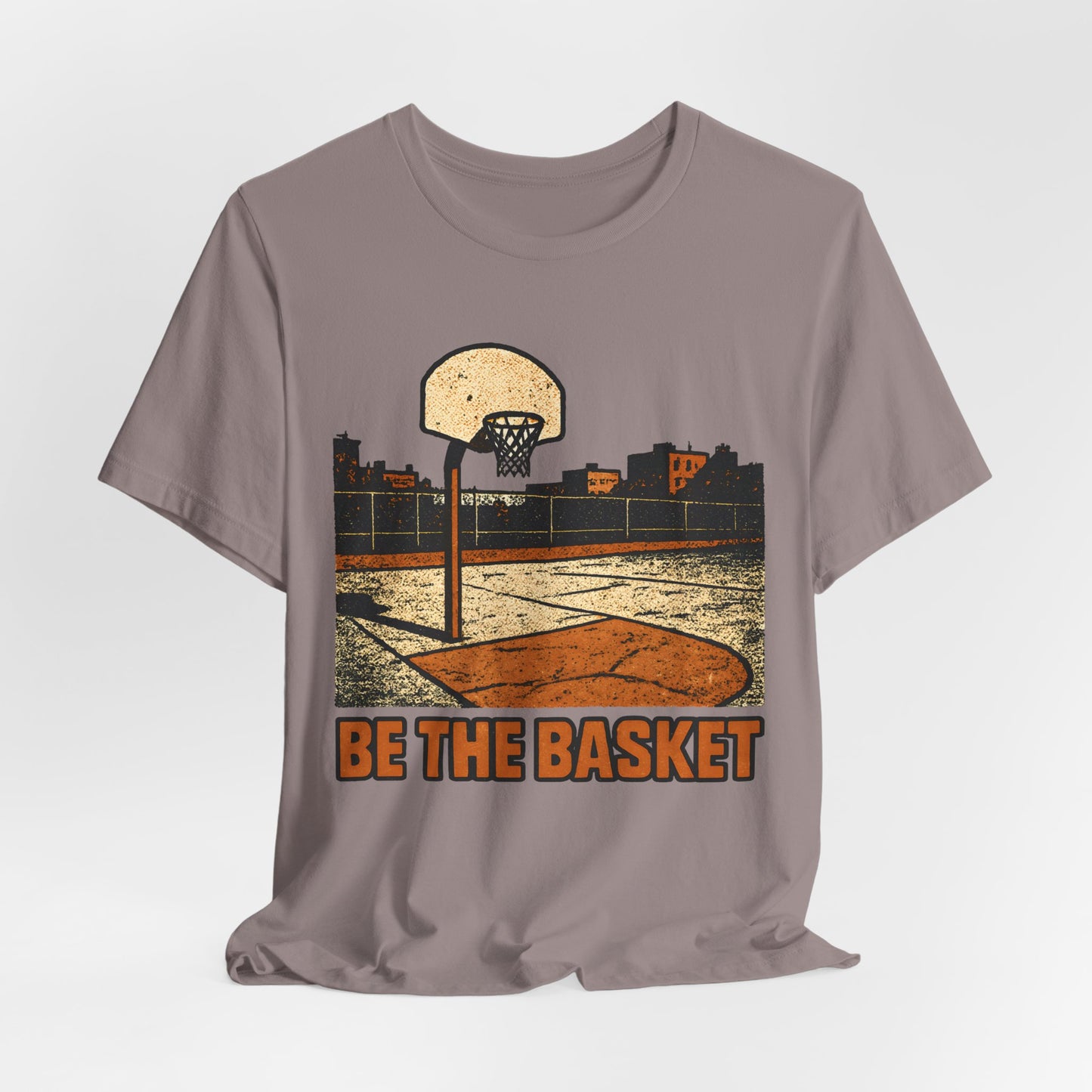 BE THE BASKET Basketball Goal City Distressed Orange 2, Unisex T-Shirt, Disc Golf Shirt