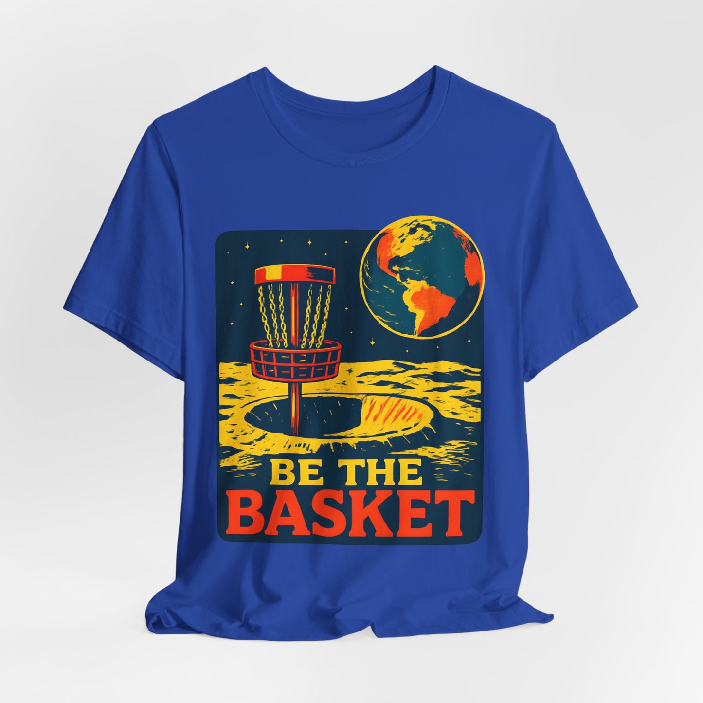 BE THE BASKET Disc Golf Moon Color 2, Unisex T-Shirt, Disc Golf Shirt