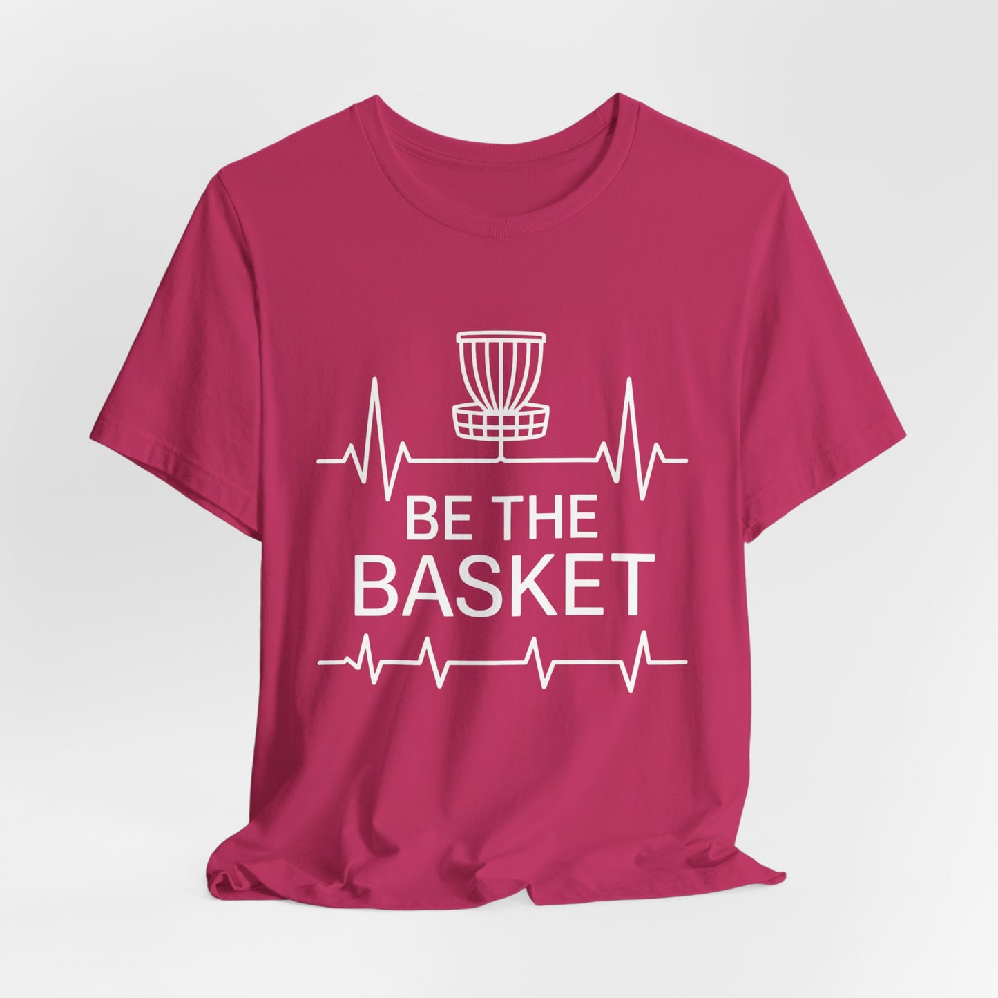 BE THE BASKET Disc Golf Heartbeat White , Unisex T-Shirt, Disc Golf Shirt