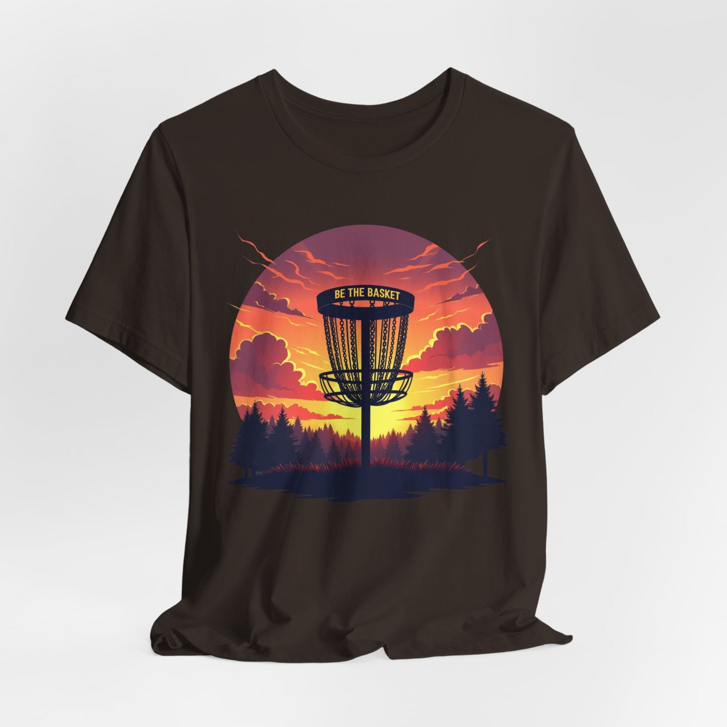 BE THE BASKET Disc Golf Sunset 2 Design, Unisex T-Shirt, Disc Golf Shirt