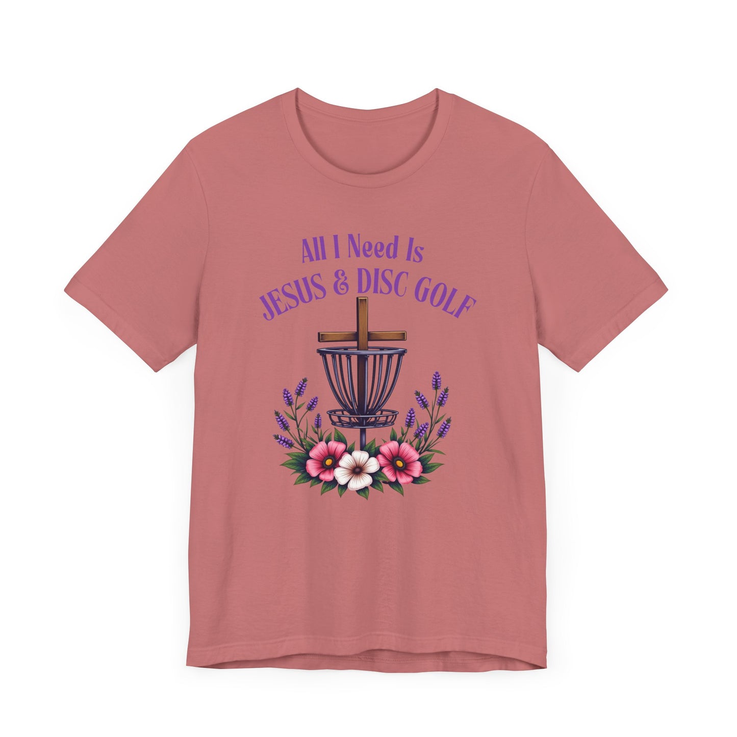 All I Need Is Jesus & Disc Golf Softstyle Unisex T-Shirt, JESUS and DISC GOLF, Purple