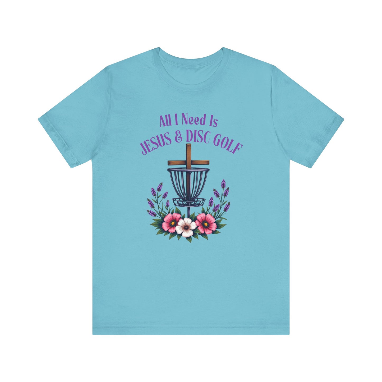 All I Need Is Jesus & Disc Golf Softstyle Unisex T-Shirt, JESUS and DISC GOLF, Purple