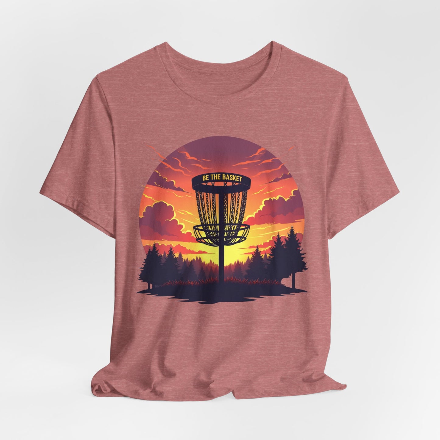 BE THE BASKET Disc Golf Sunset 2 Design, Unisex T-Shirt, Disc Golf Shirt