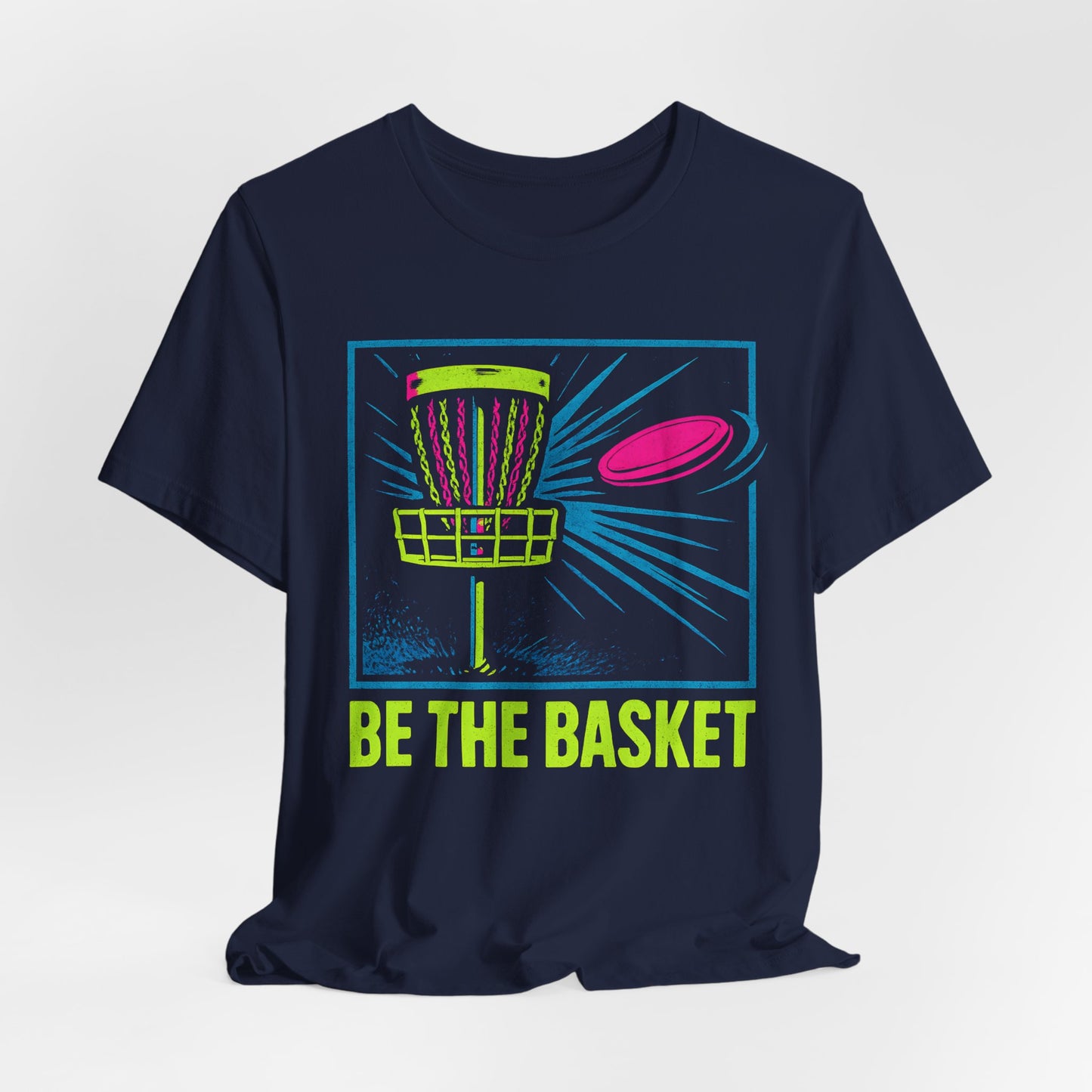 BE THE BASKET Disc Golf Basket Colorful Distressed 3, Unisex T-Shirt, Disc Golf Shirt