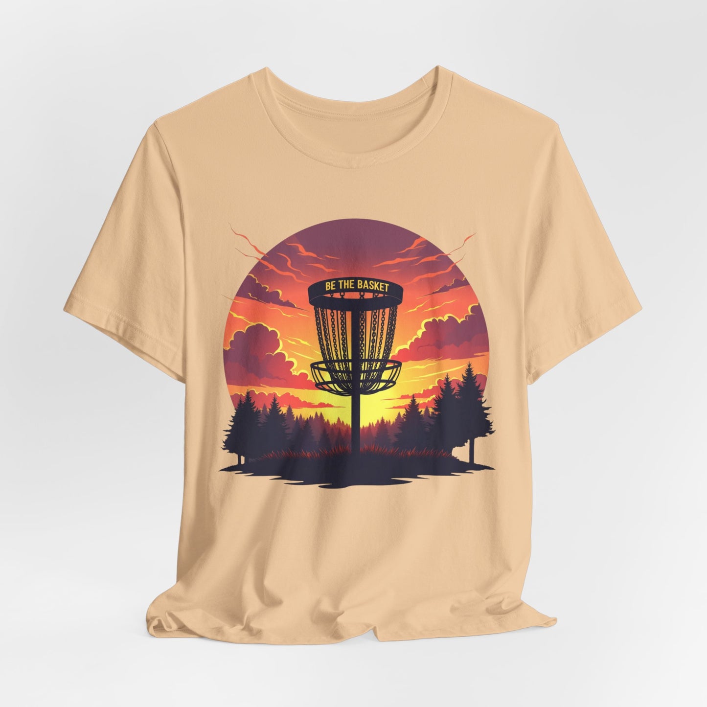BE THE BASKET Disc Golf Sunset 2 Design, Unisex T-Shirt, Disc Golf Shirt
