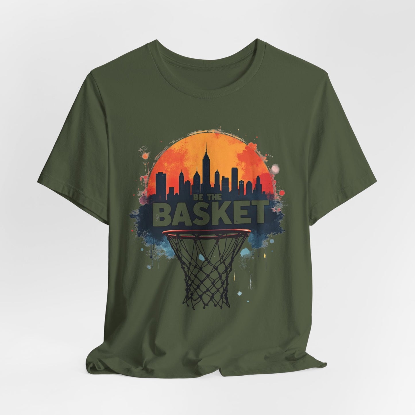 BE THE BASKET Basketball Skyline Sunset 1, Basketball Unisex T-Shirt