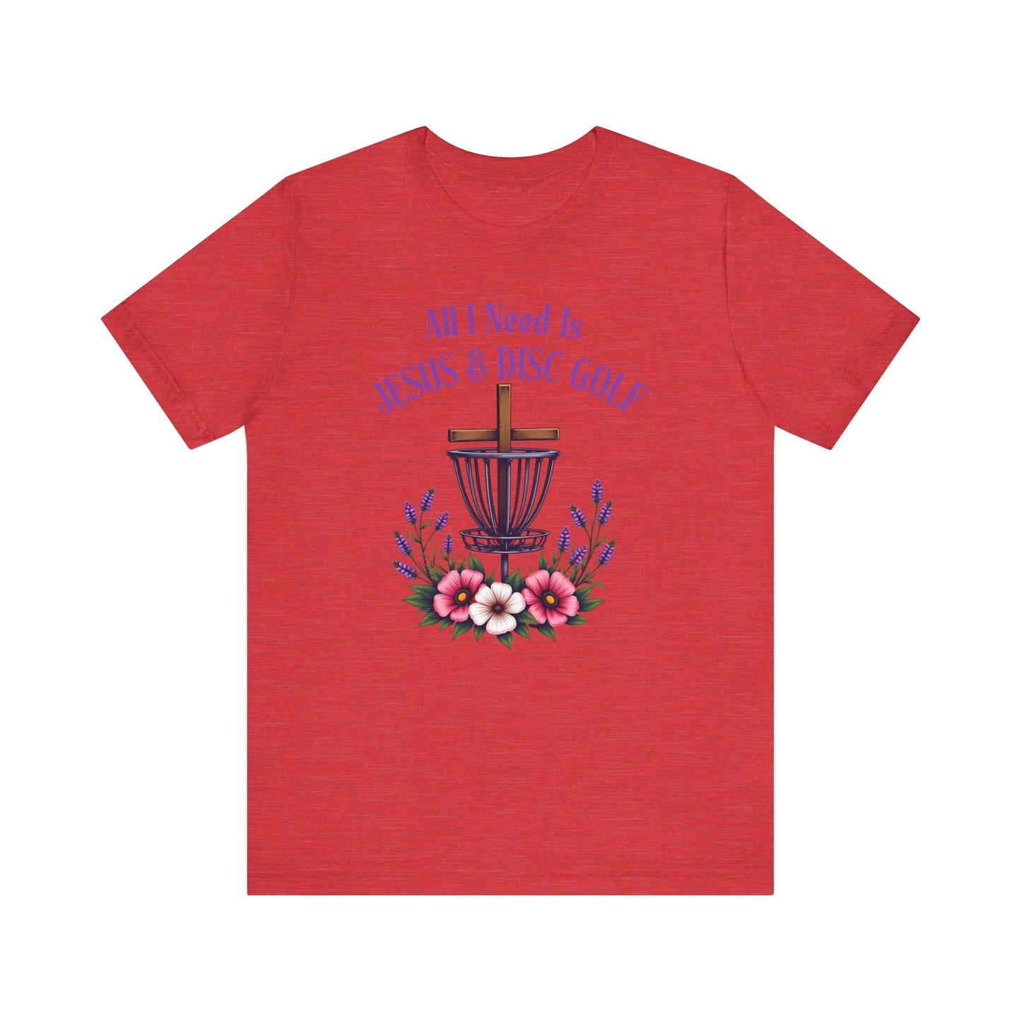 All I Need Is Jesus & Disc Golf Softstyle Unisex T-Shirt, JESUS and DISC GOLF, Purple