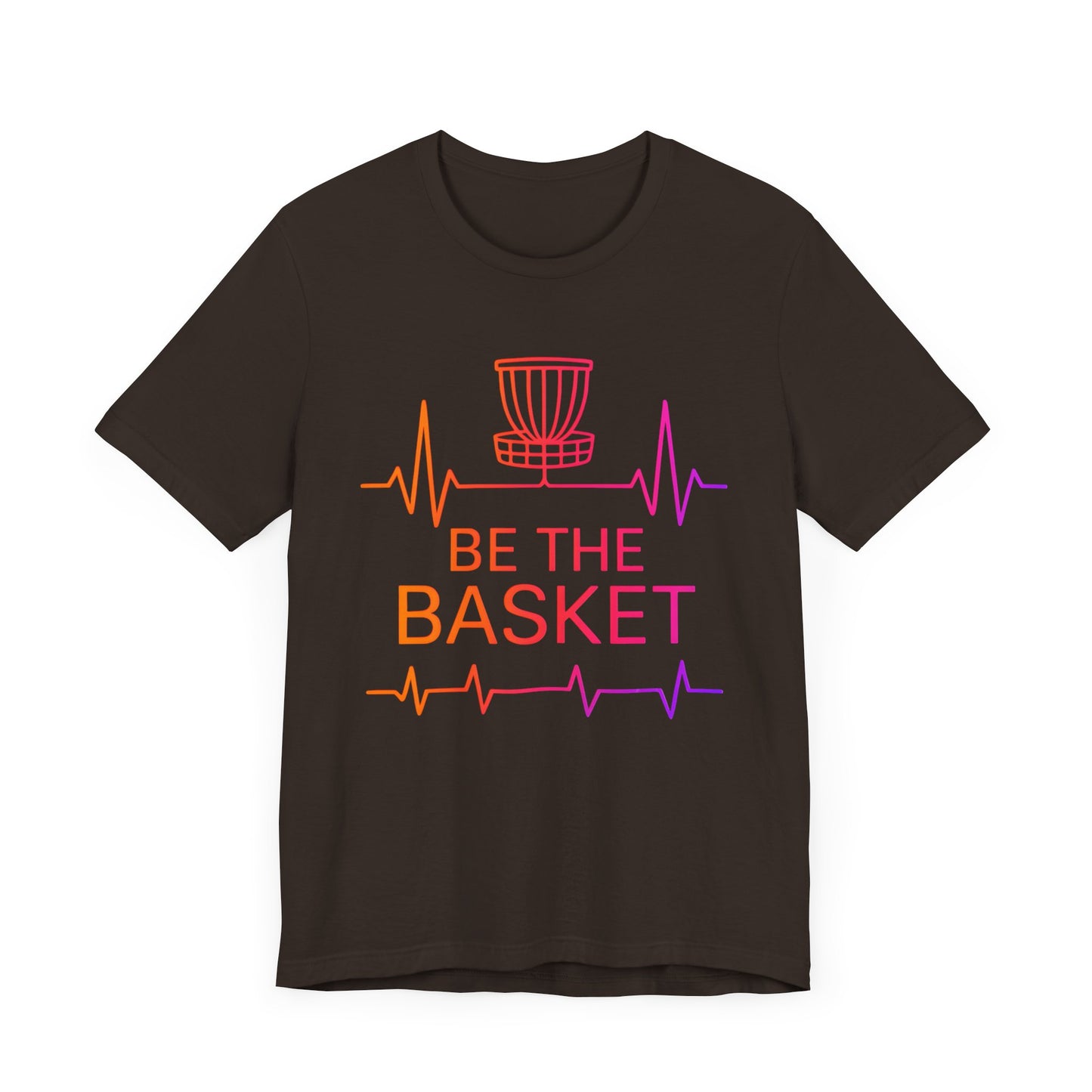 BE THE BASKET Disc Golf Heartbeat OrangeRed , Unisex T-Shirt, Disc Golf Shirt