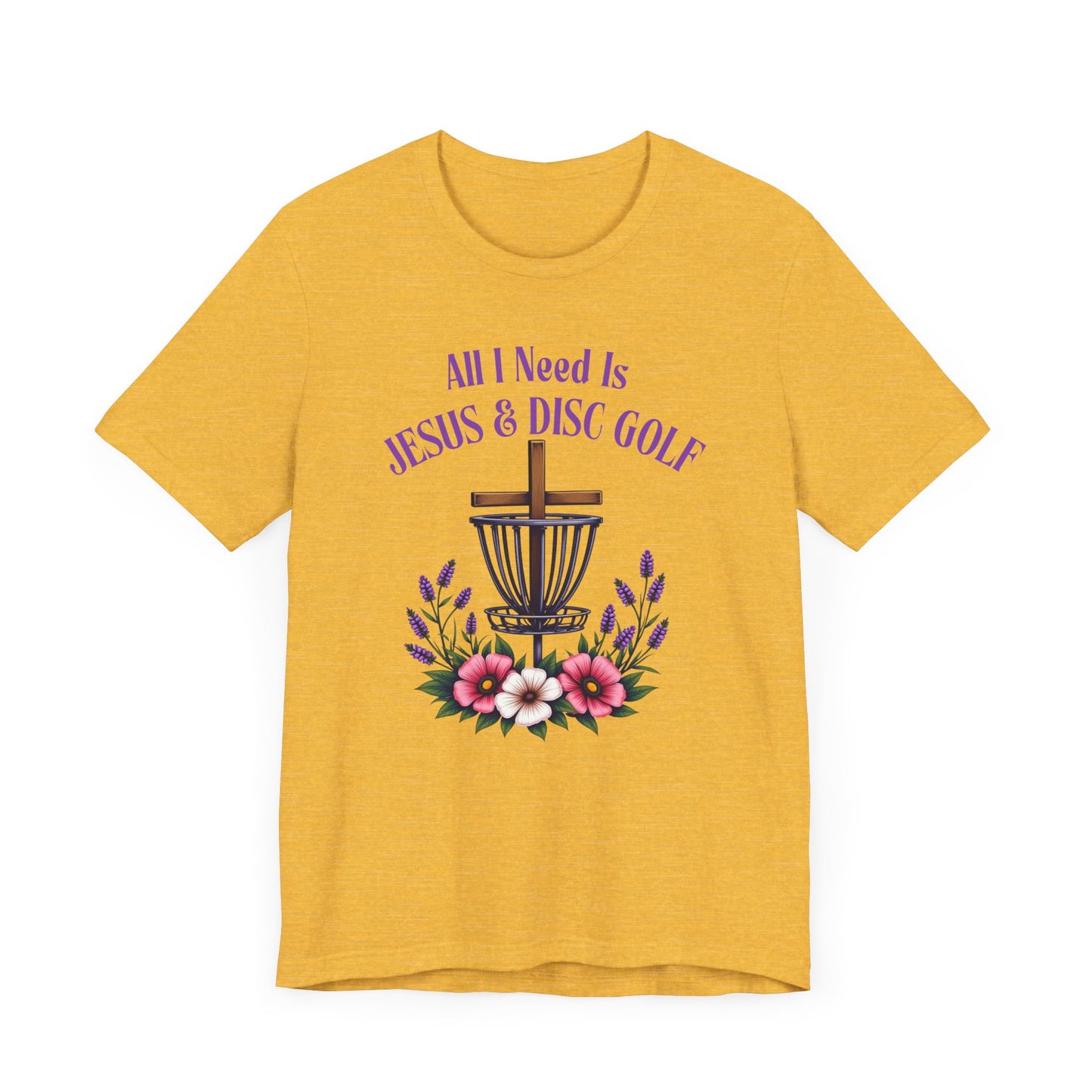All I Need Is Jesus & Disc Golf Softstyle Unisex T-Shirt, JESUS and DISC GOLF, Purple