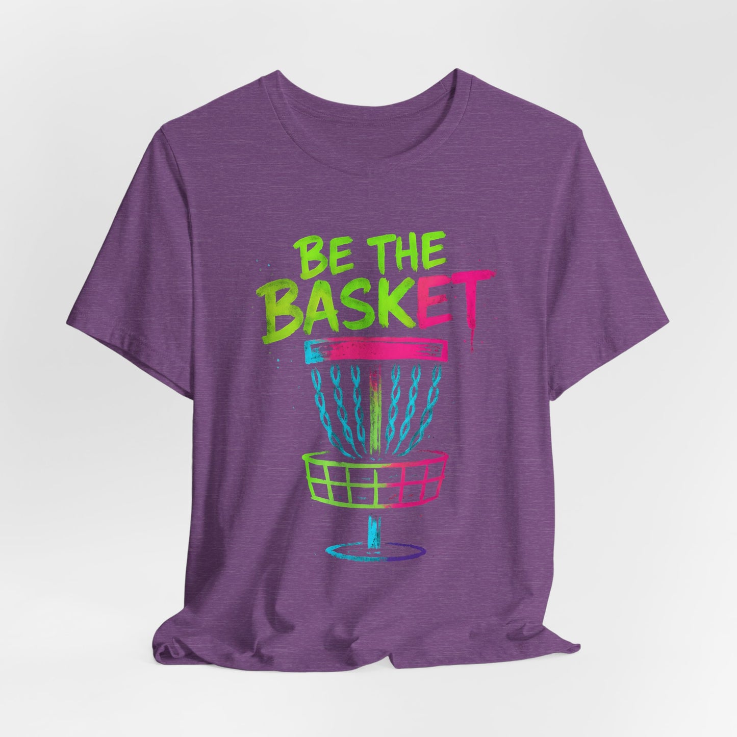 BE THE BASKET Disc Golf Basket Colorful Distressed 2, Unisex T-Shirt, Disc Golf Shirt