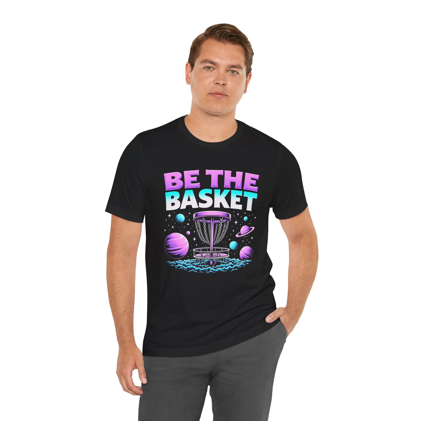 BE THE BASKET Disc Golf Space Design 1, Unisex T-Shirt, Disc Golf Shirt