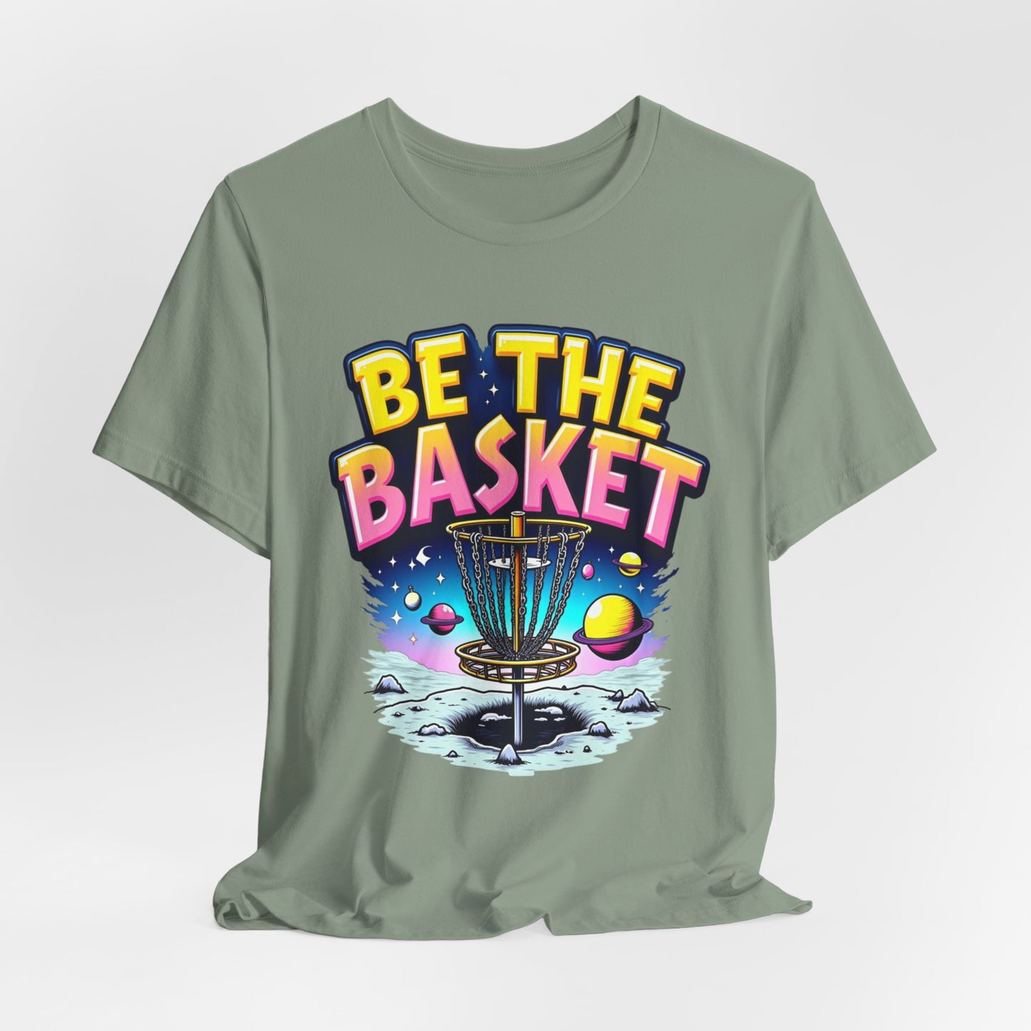 BE THE BASKET Disc Golf Space Design 2, Unisex T-Shirt, Disc Golf Shirt