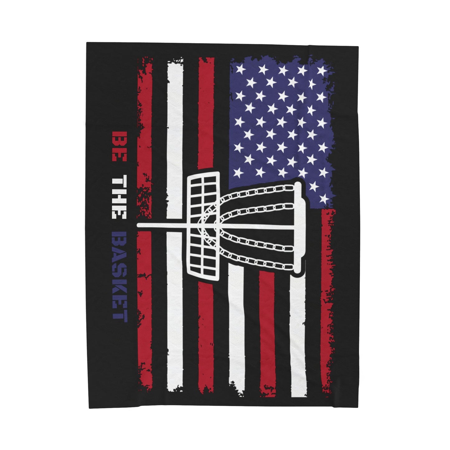 BE THE BASKET PATRIOTIC DISC GOLF Velveteen Plush Blanket, White Basket Design, Disc Golf Blanket