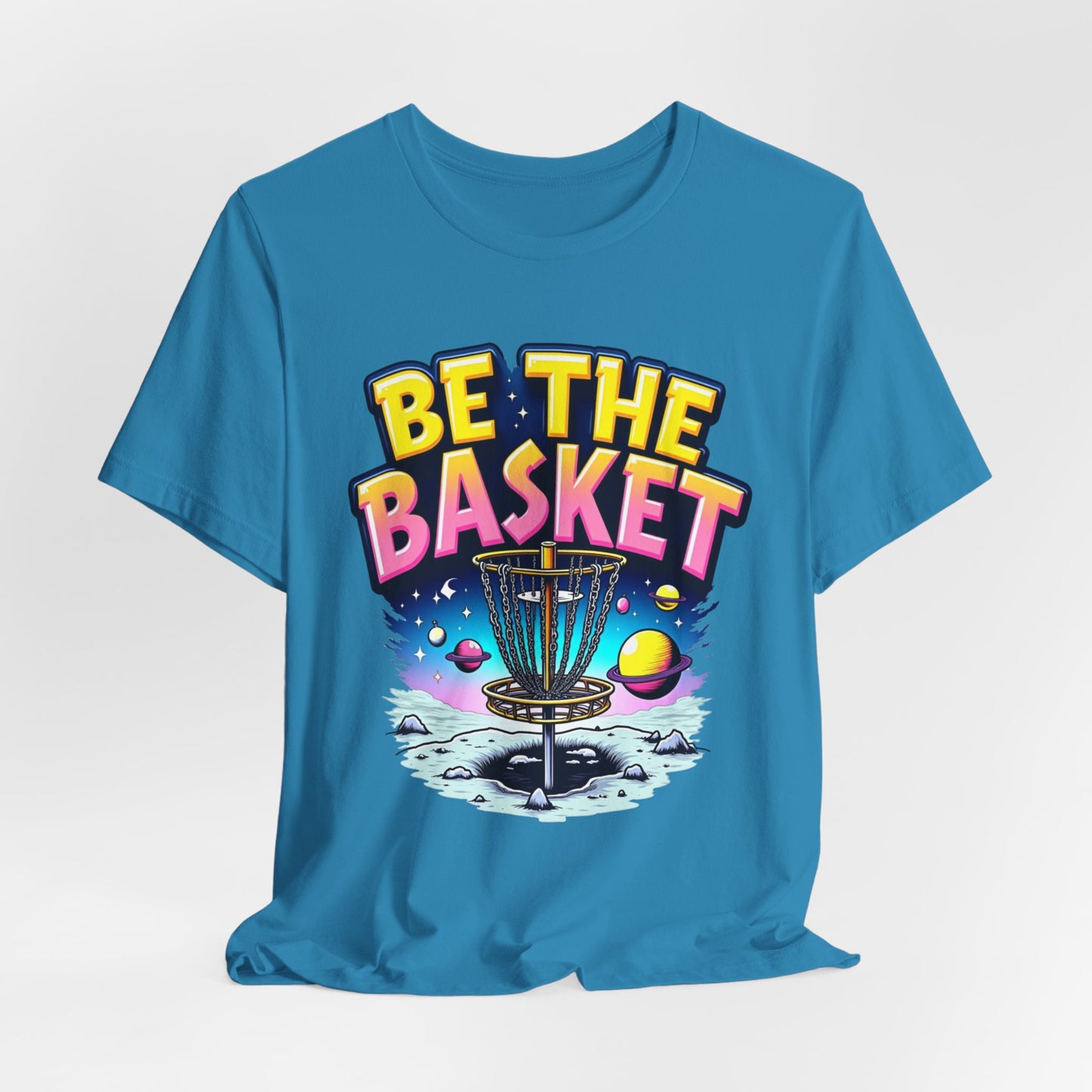 BE THE BASKET Disc Golf Space Design 2, Unisex T-Shirt, Disc Golf Shirt