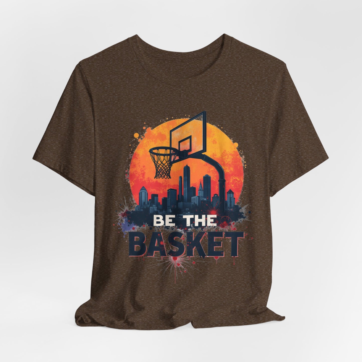 BE THE BASKET Basketball Skyline Sunset 3, Basketball Unisex T-Shirt