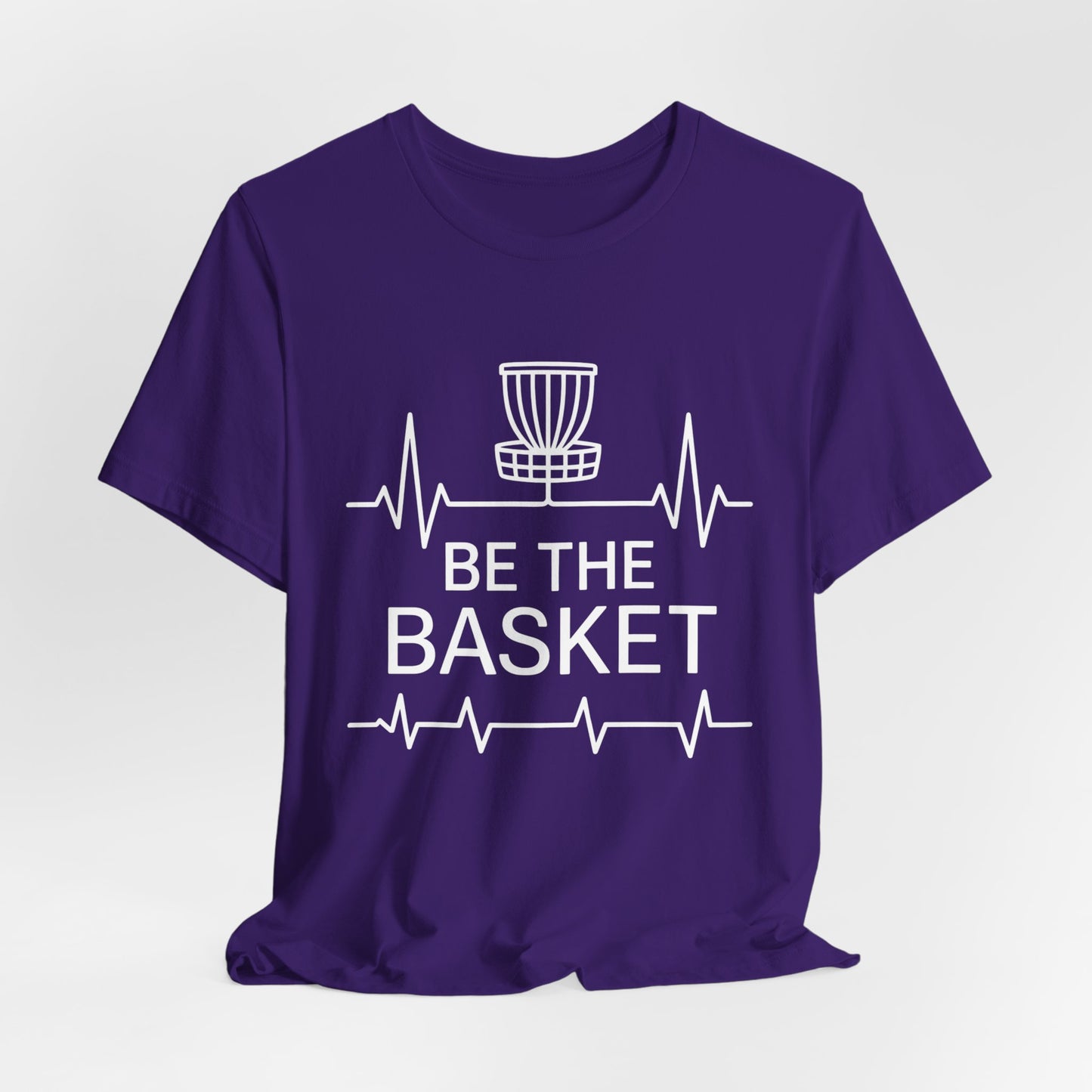 BE THE BASKET Disc Golf Heartbeat White , Unisex T-Shirt, Disc Golf Shirt