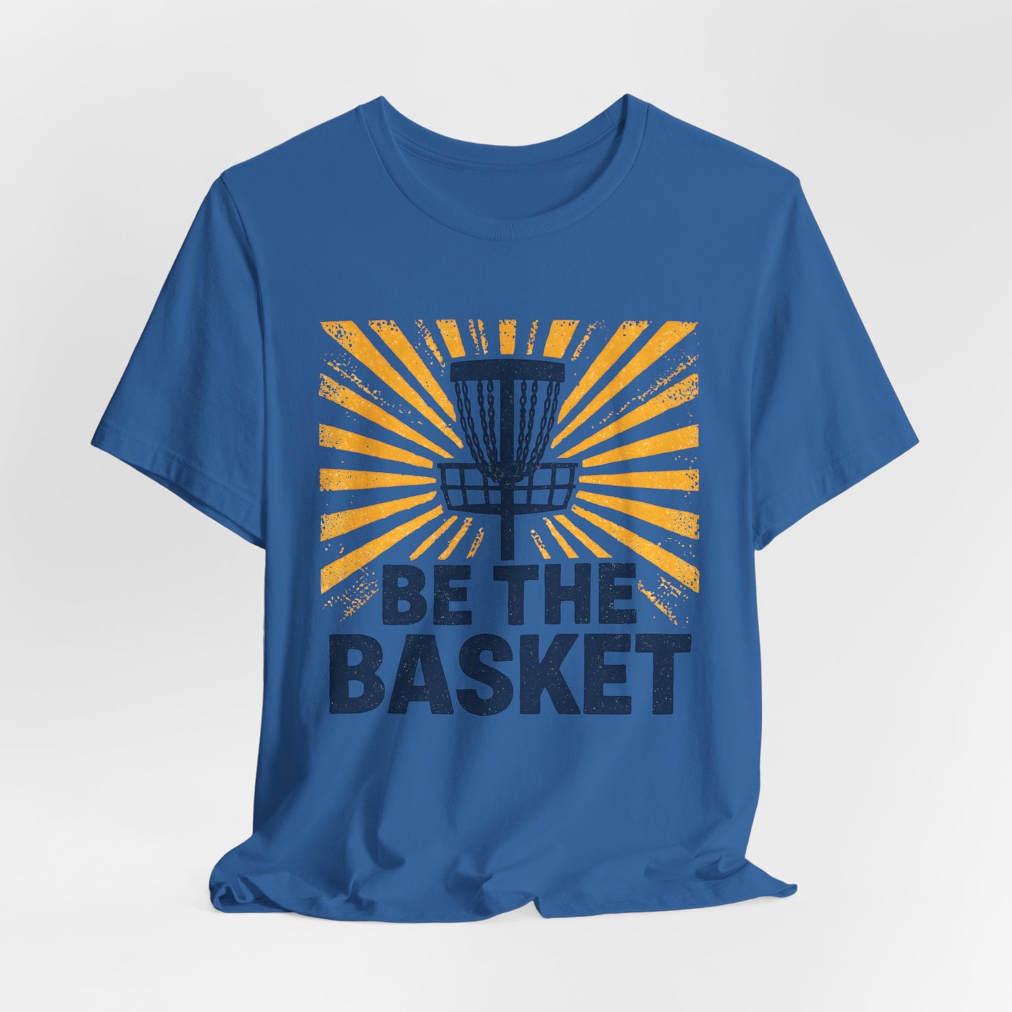 BE THE BASKET Disc Golf Blue Basket Distresses, Unisex T-Shirt, Disc Golf Shirt