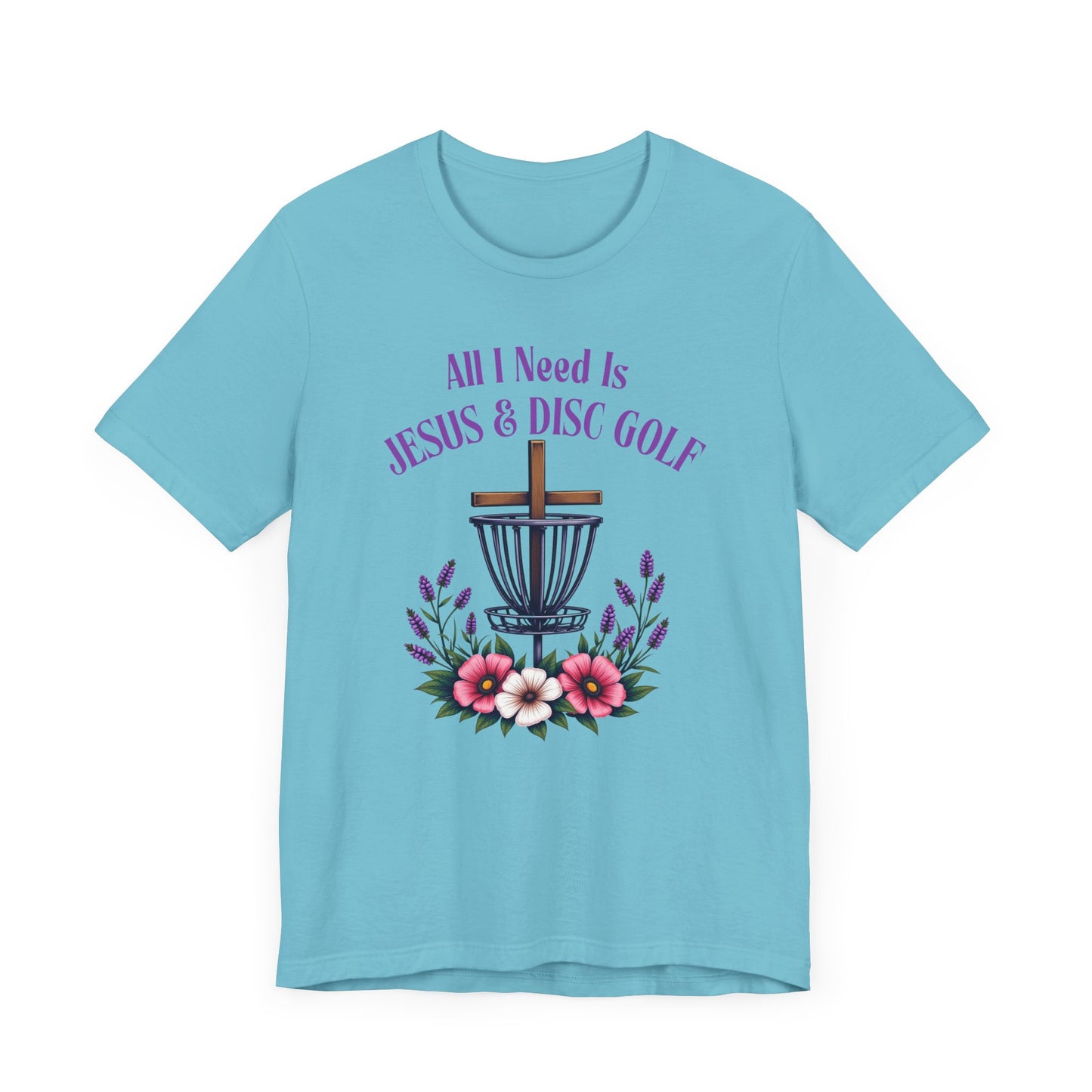 All I Need Is Jesus & Disc Golf Softstyle Unisex T-Shirt, JESUS and DISC GOLF, Purple