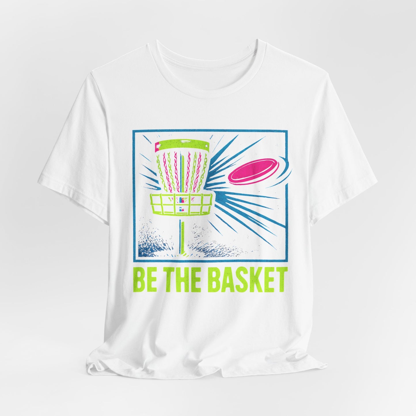 BE THE BASKET Disc Golf Basket Colorful Distressed 3, Unisex T-Shirt, Disc Golf Shirt