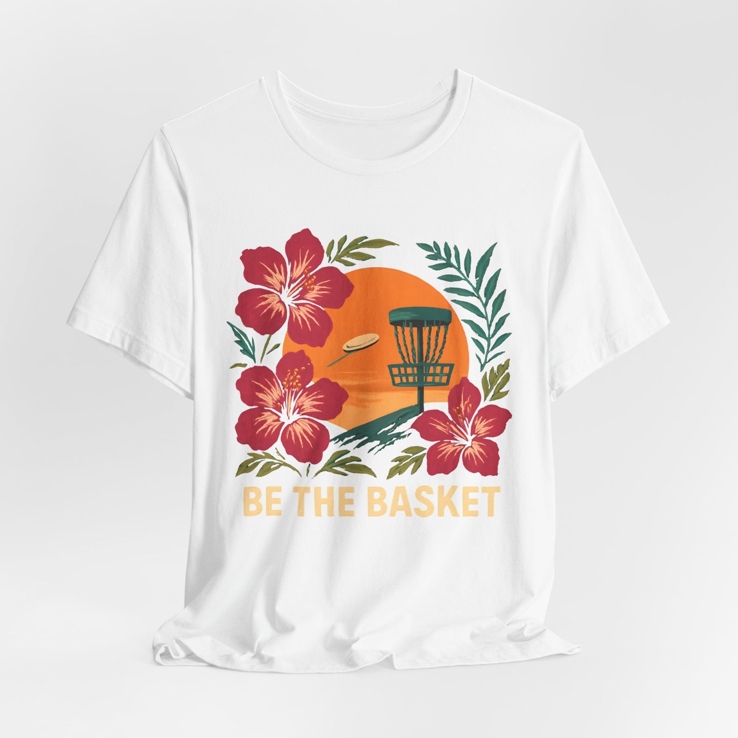 BE THE BASKET Disc Golf Basket Hawaiian 1, Unisex T-Shirt, Disc Golf Shirt