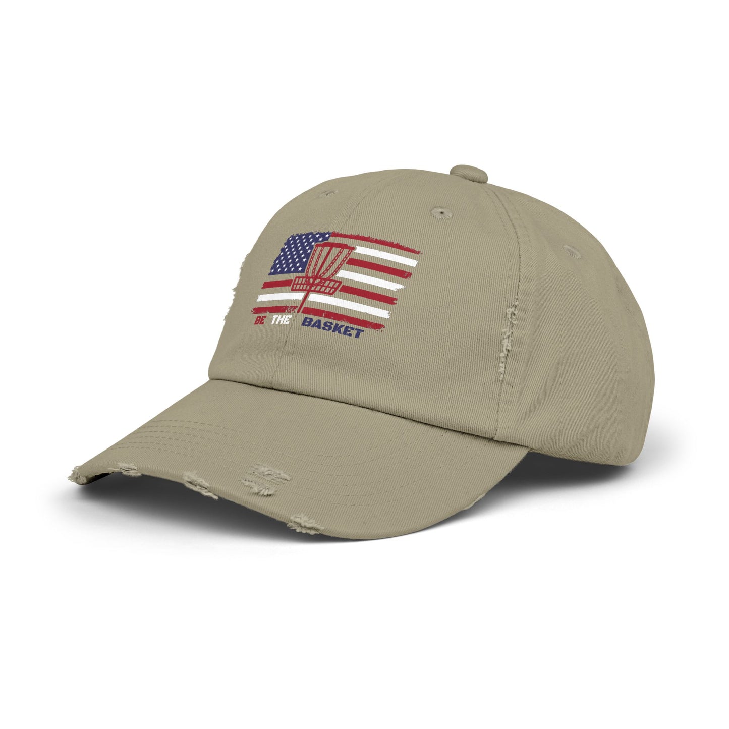 Patriotic Distressed Hat - BE THE BASKET Disc Golf, Unisex Baseball Hat,