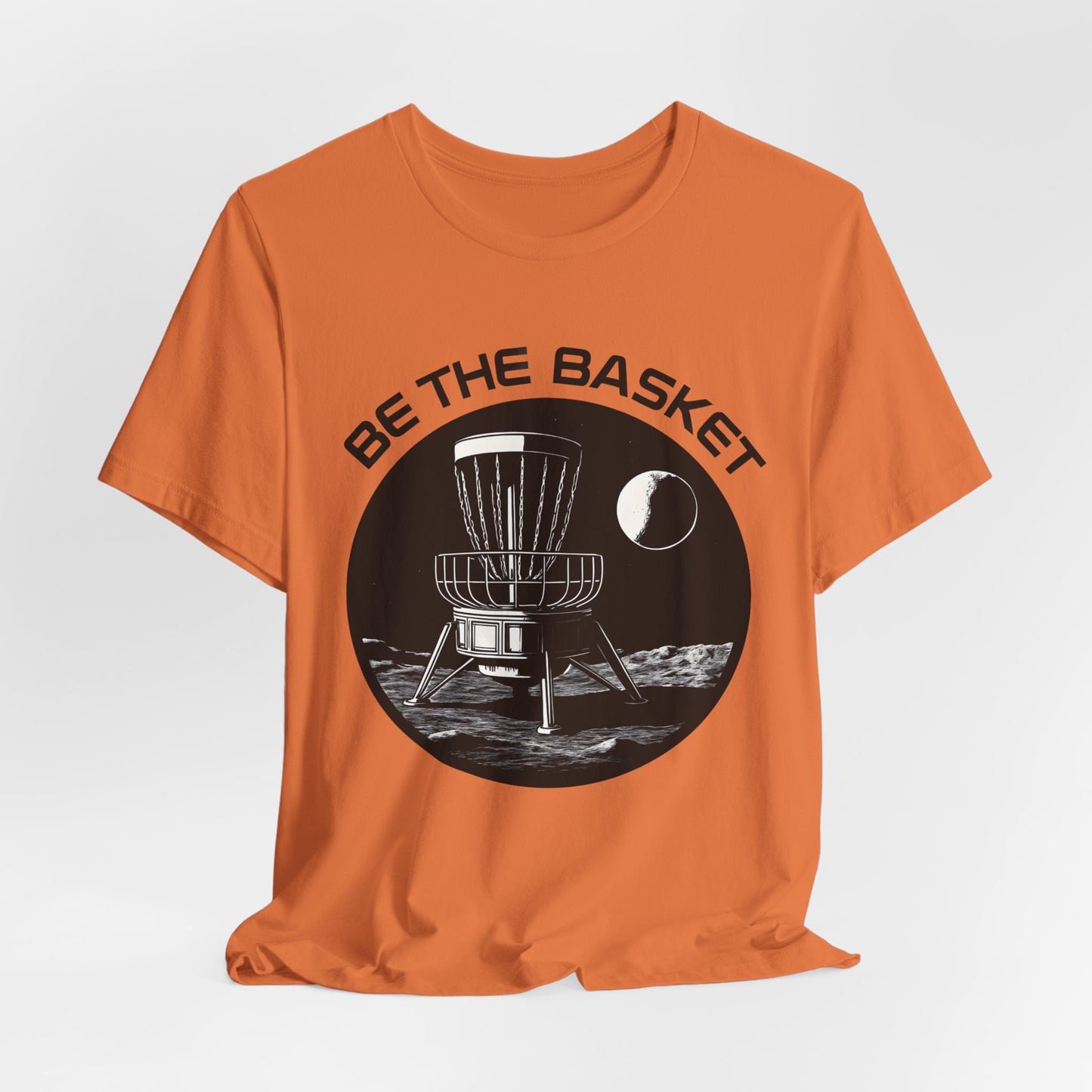 BE THE BASKET Disc Golf Moon Black and White, Unisex T-Shirt, Disc Golf Shirt