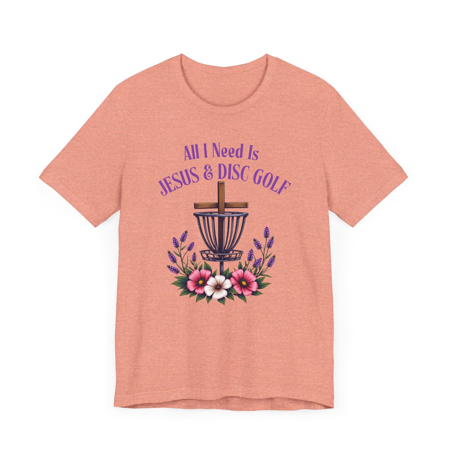 All I Need Is Jesus & Disc Golf Softstyle Unisex T-Shirt, JESUS and DISC GOLF, Purple