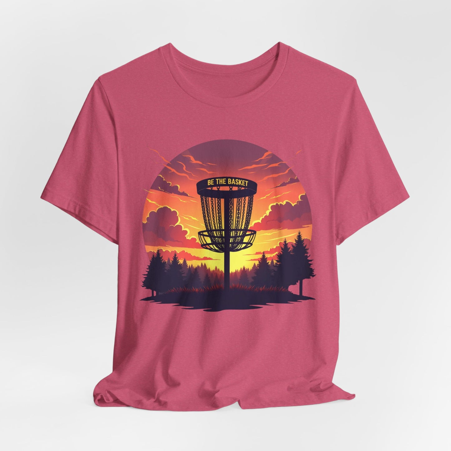 BE THE BASKET Disc Golf Sunset 2 Design, Unisex T-Shirt, Disc Golf Shirt