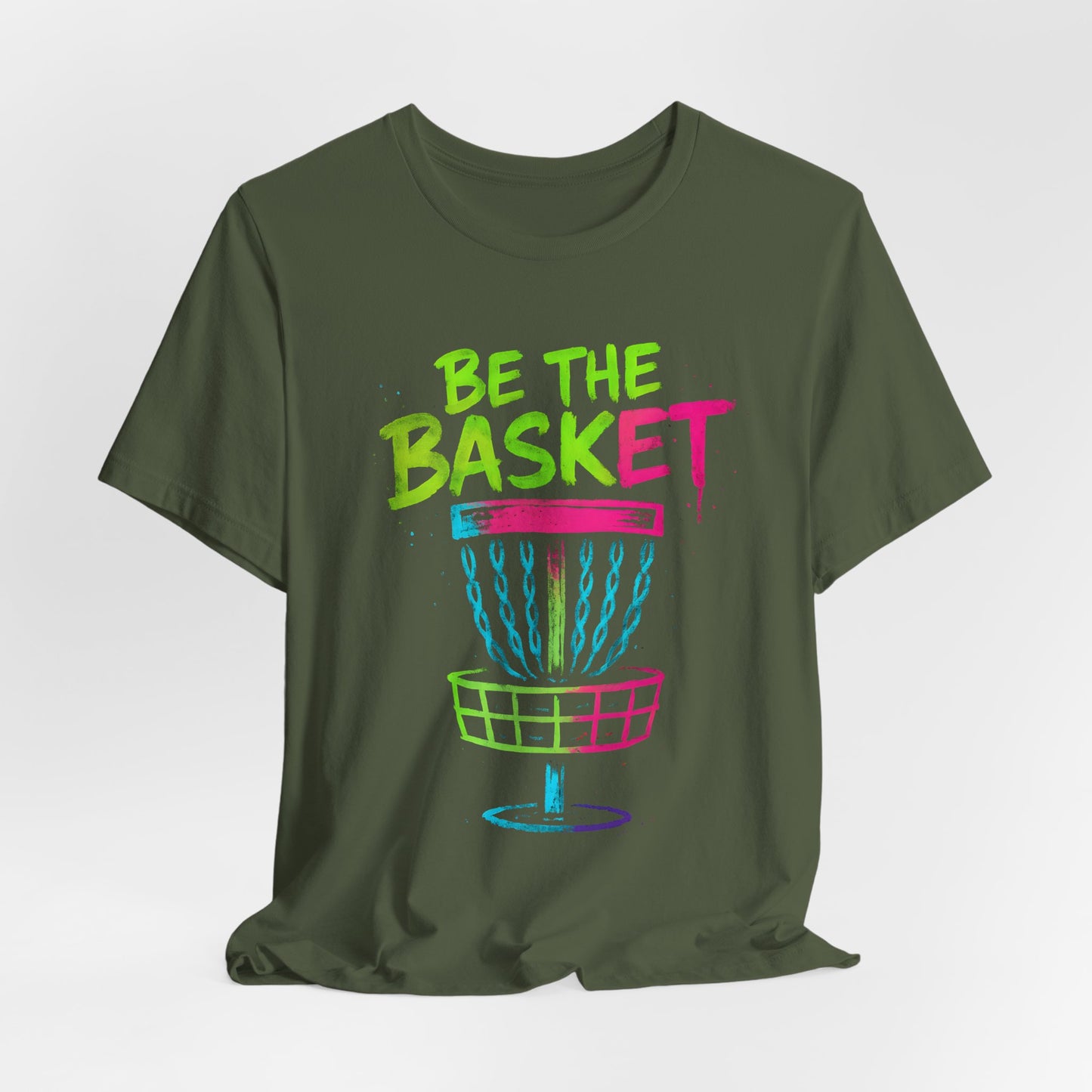 BE THE BASKET Disc Golf Basket Colorful Distressed 2, Unisex T-Shirt, Disc Golf Shirt