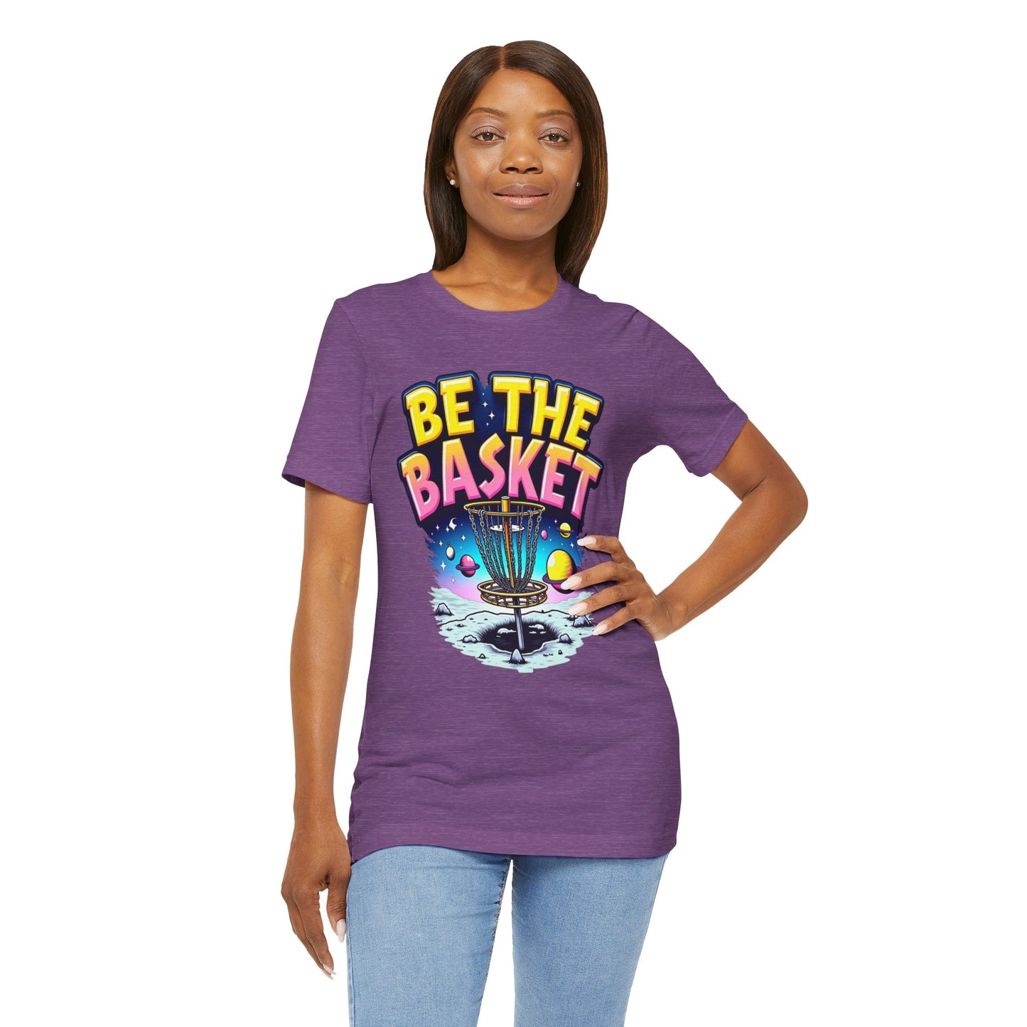 BE THE BASKET Disc Golf Space Design 2, Unisex T-Shirt, Disc Golf Shirt