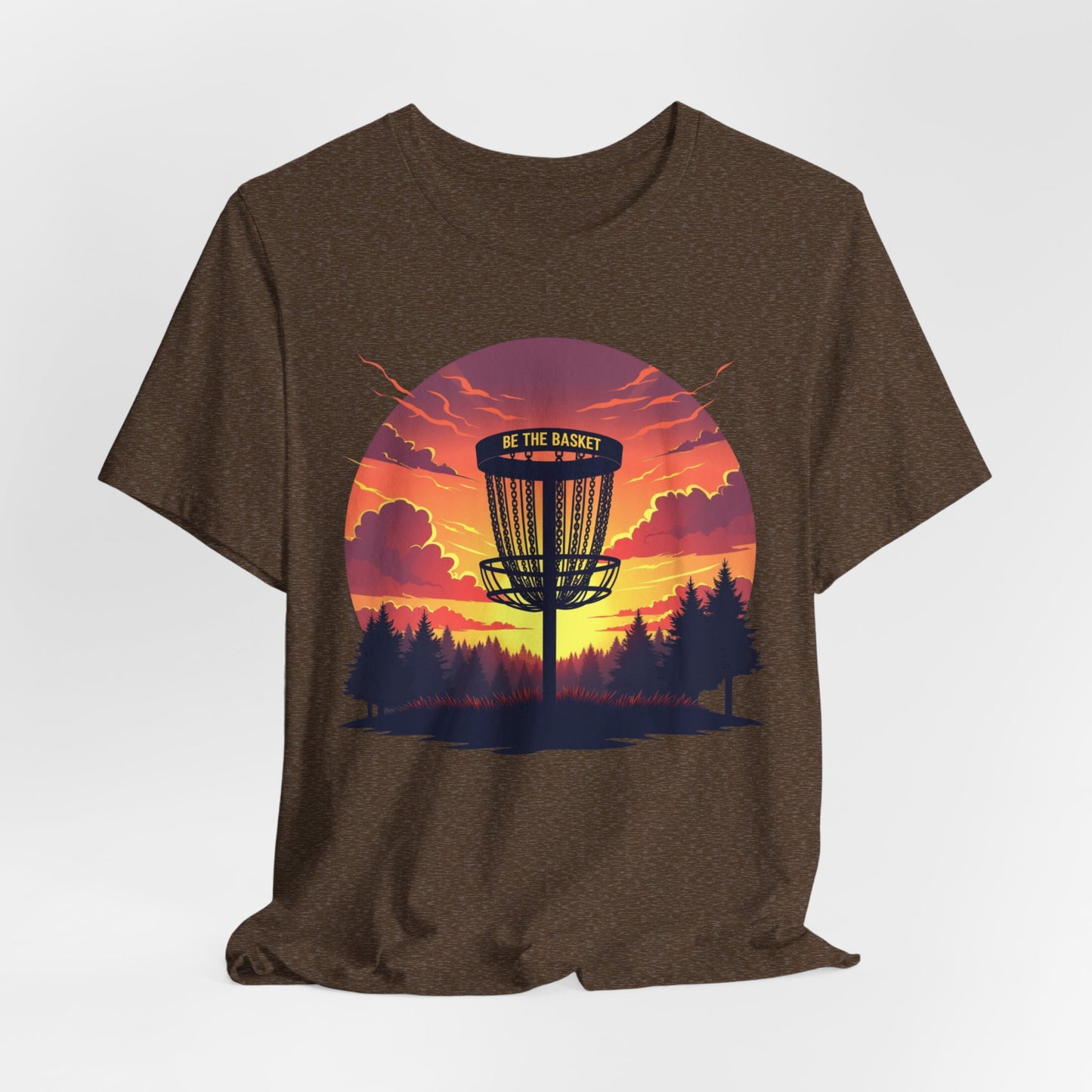 BE THE BASKET Disc Golf Sunset 2 Design, Unisex T-Shirt, Disc Golf Shirt