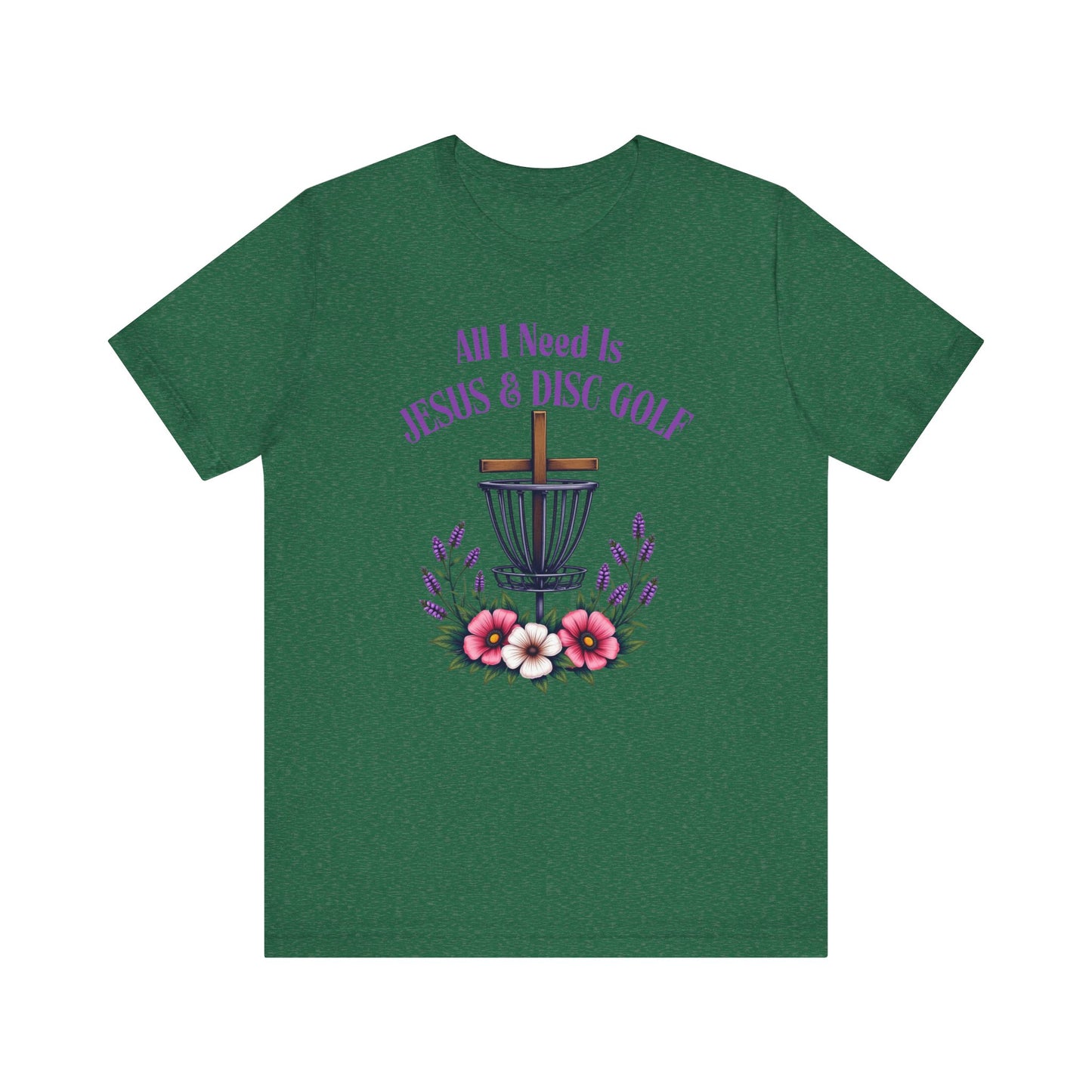 All I Need Is Jesus & Disc Golf Softstyle Unisex T-Shirt, JESUS and DISC GOLF, Purple