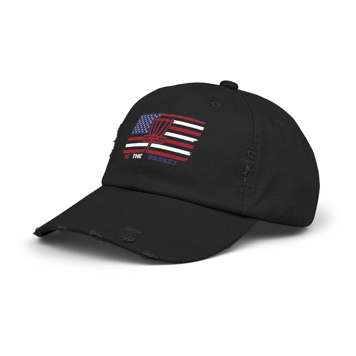 Patriotic Distressed Hat - BE THE BASKET Disc Golf, Unisex Baseball Hat,