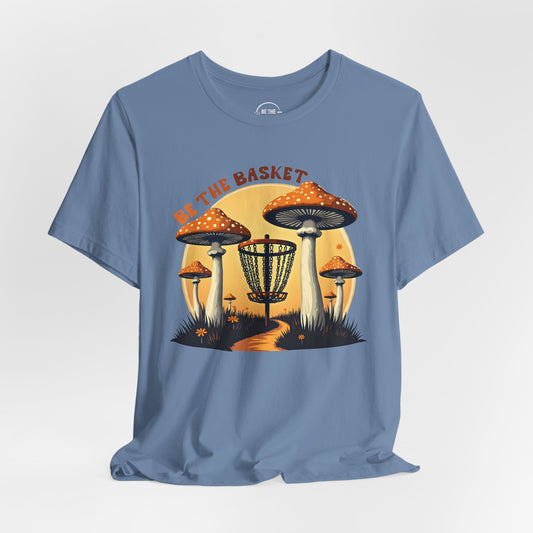 BE THE BASKET Disc Golf Mushrooms Design 1, Unisex Softstyle T-shirt, Disc Golf Shirt