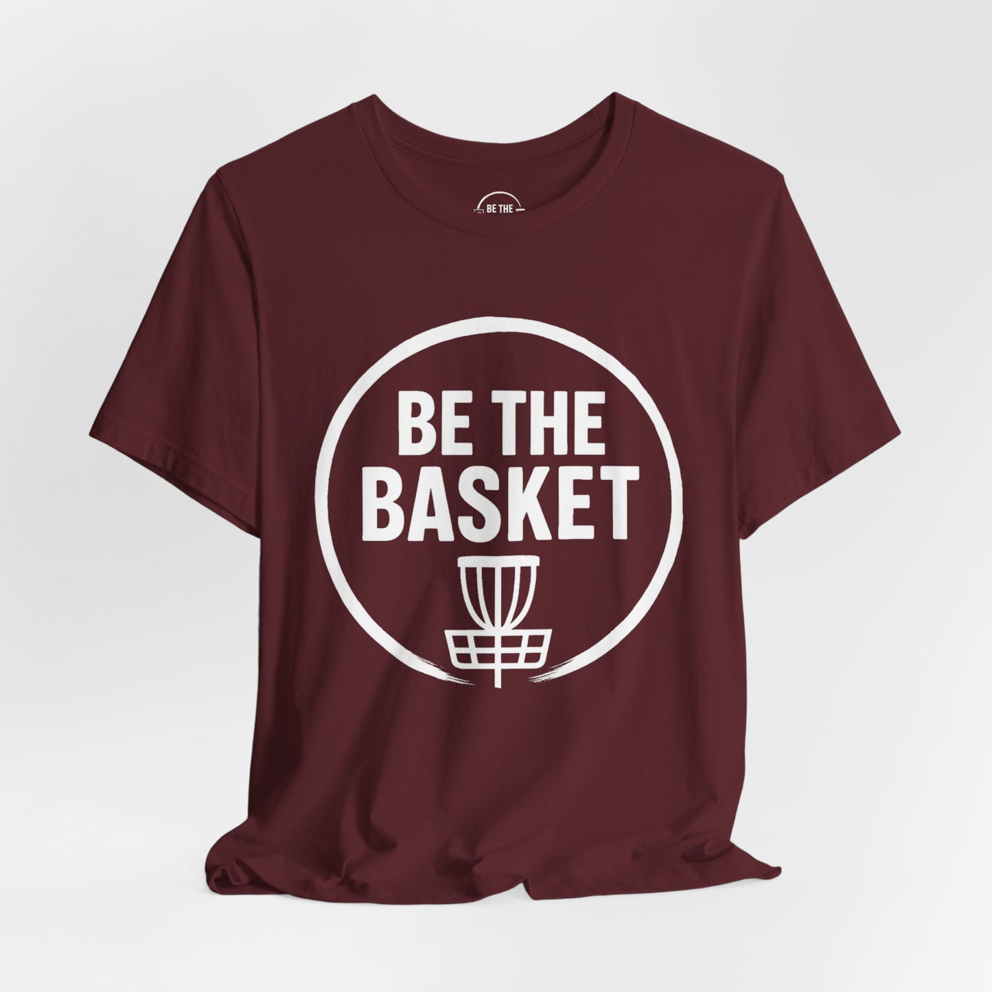 BE THE BASKET Disc Golf Logo White, Unisex T-Shirt, Disc Golf Shirt