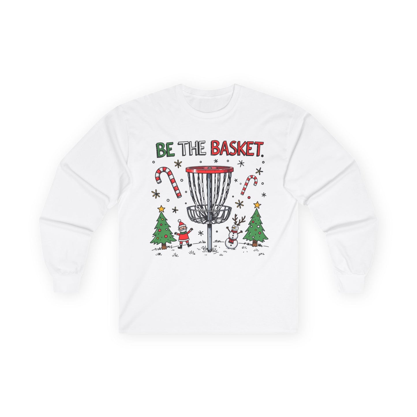 BE THE BASKET Disc Golf Christmas 2 - Long Sleeve Disc Golf Tee