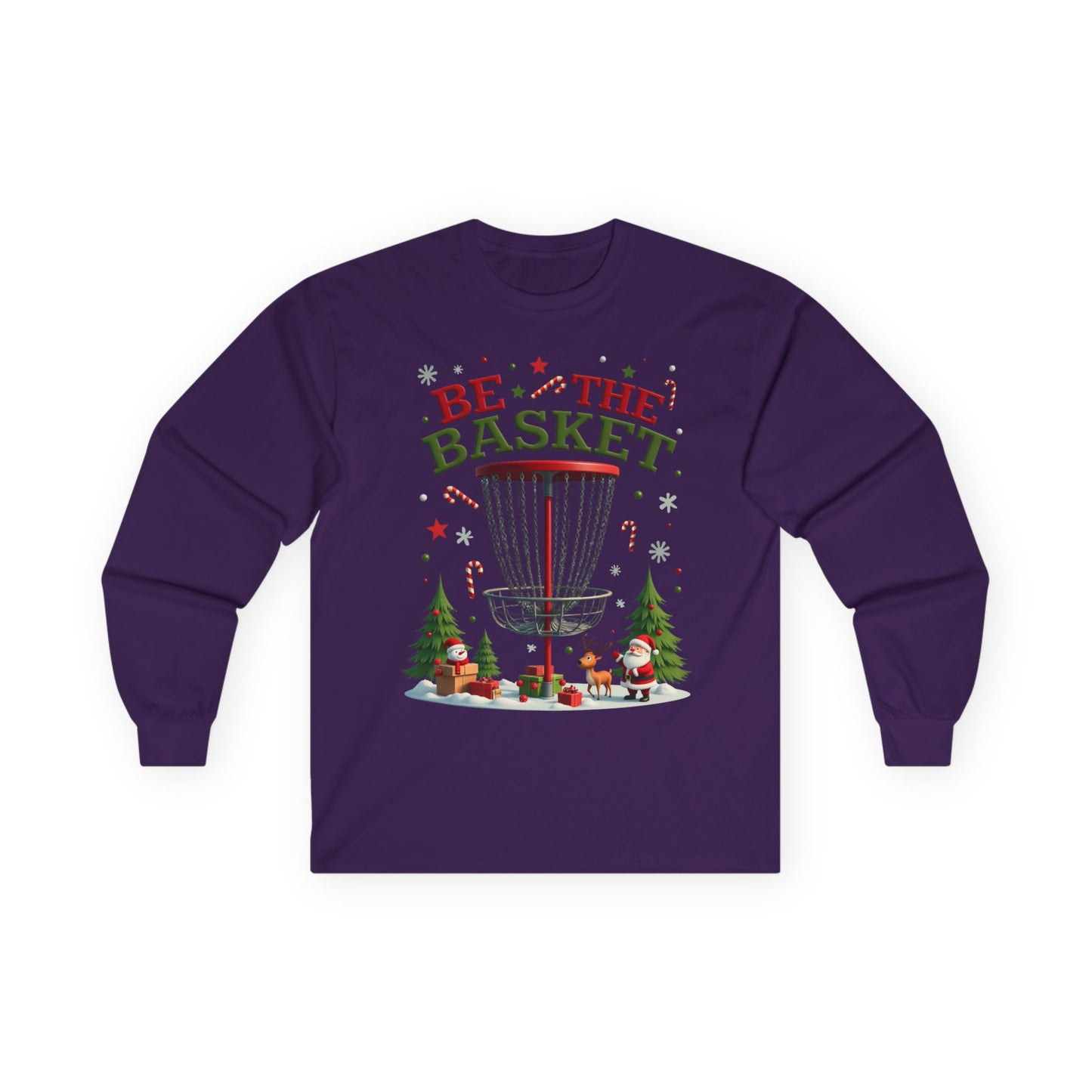 BE THE BASKET Disc Golf Christmas 1 - Long Sleeve Disc Golf Tee