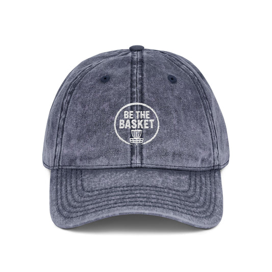 BE THE BASKET Disc Golf Basket Logo Embroidered Retro Dad Hat