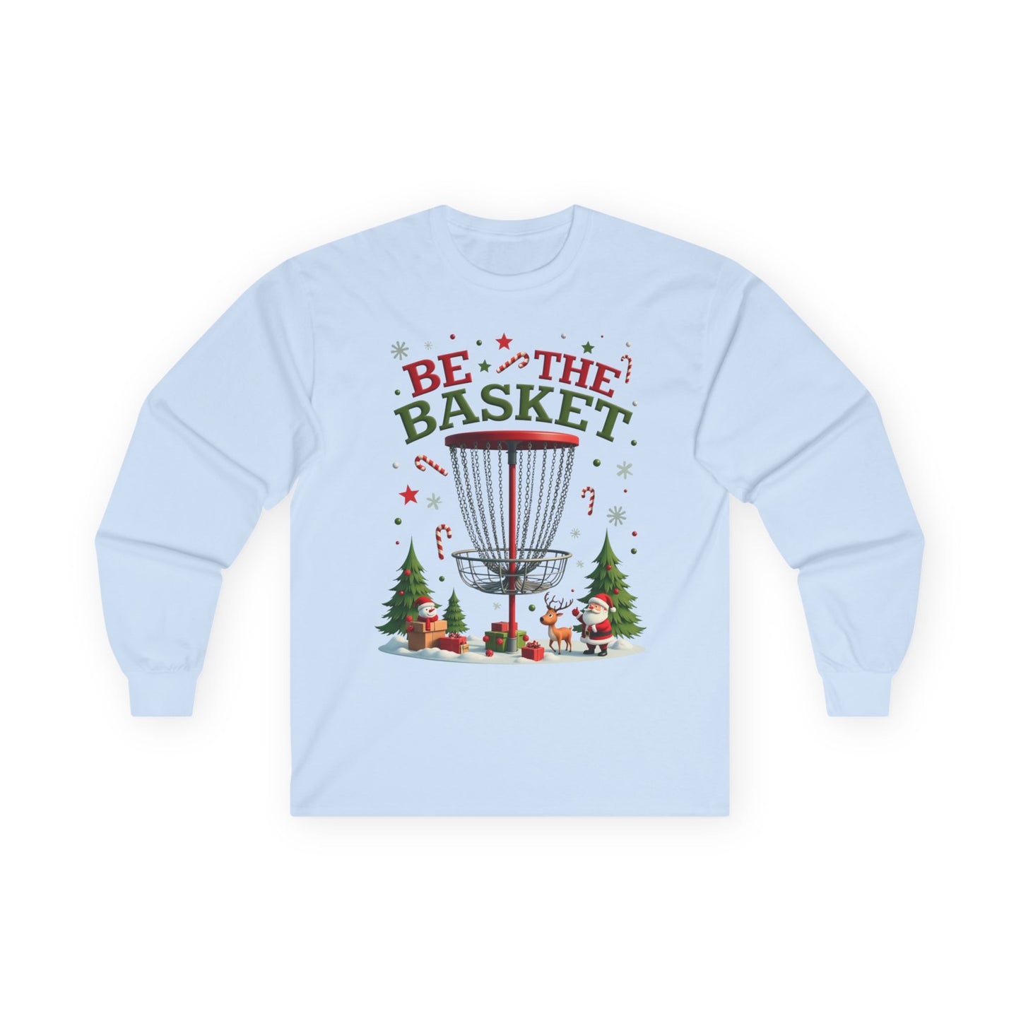 BE THE BASKET Disc Golf Christmas 1 - Long Sleeve Disc Golf Tee