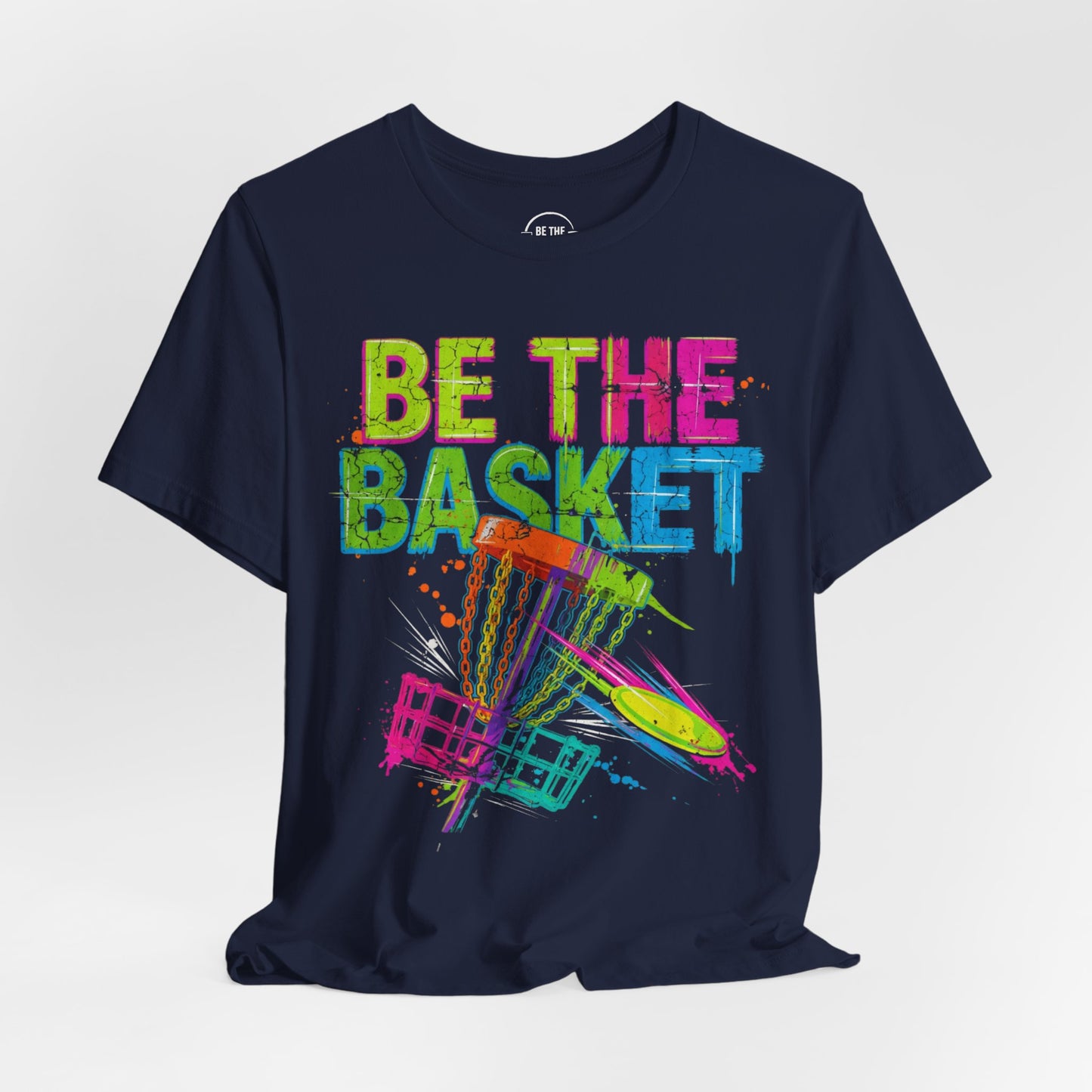 BE THE BASKET Disc Golf Basket Distressed Colors 1, Unisex Disc Golf T-Shirt