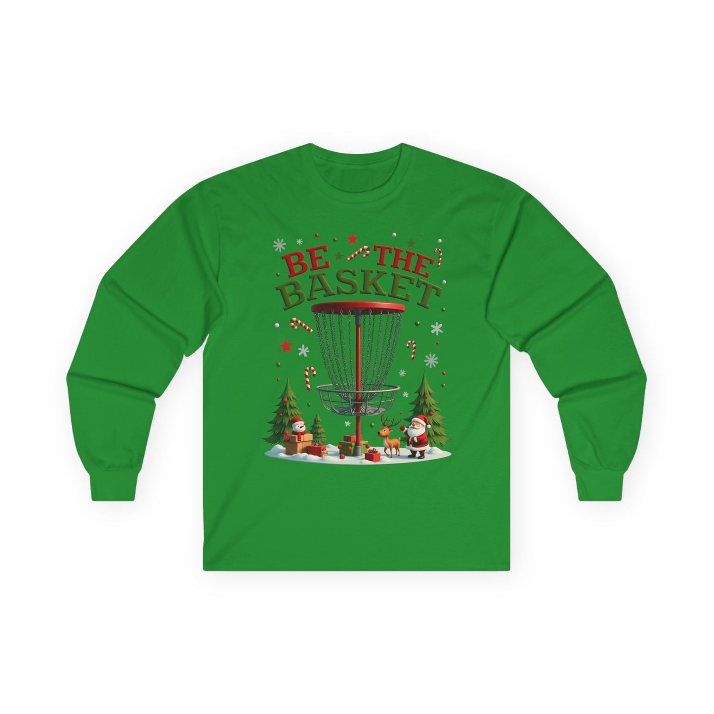 BE THE BASKET Disc Golf Christmas 1 - Long Sleeve Disc Golf Tee